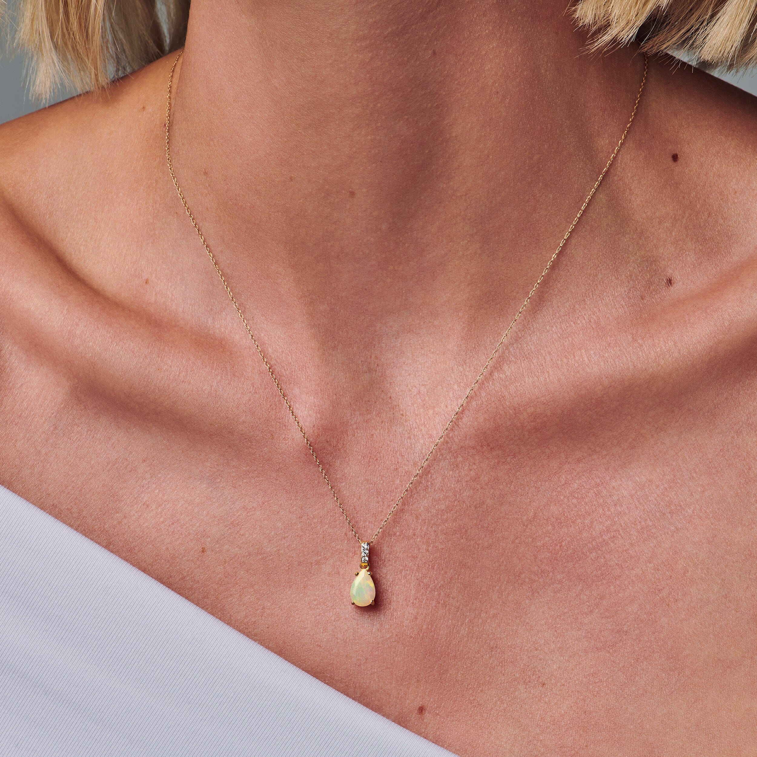 Opal Diamond Necklace Sway - October Birthstone - Image 8