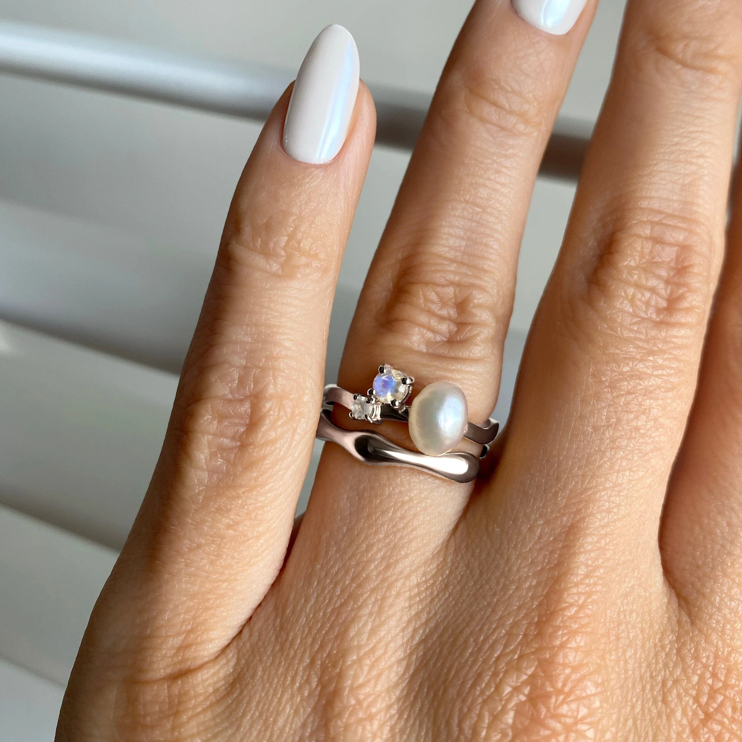 Pearl Moonstone Ring - Aelora - Image 3