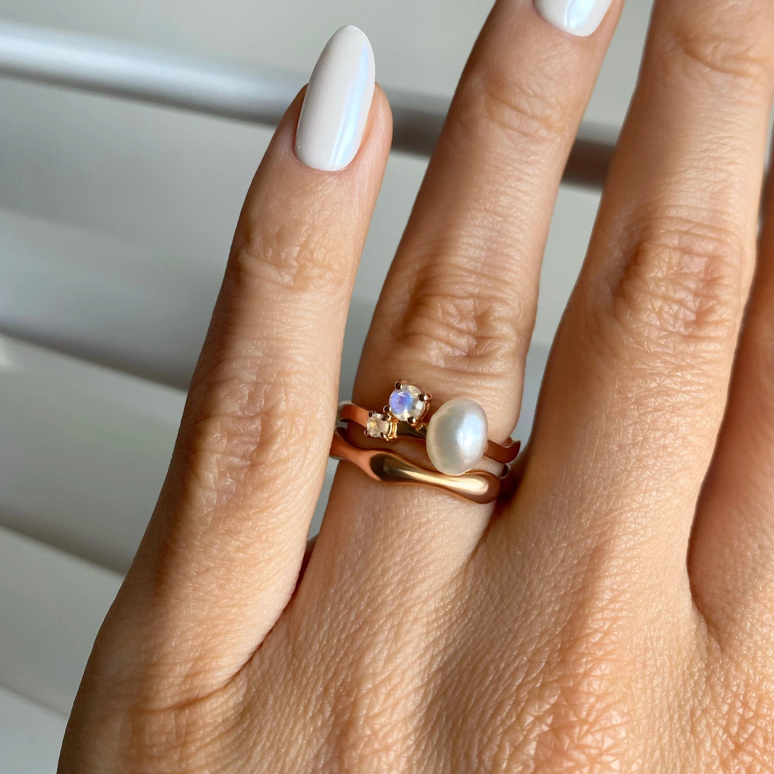 Pearl Moonstone Ring - Aelora - Image 9