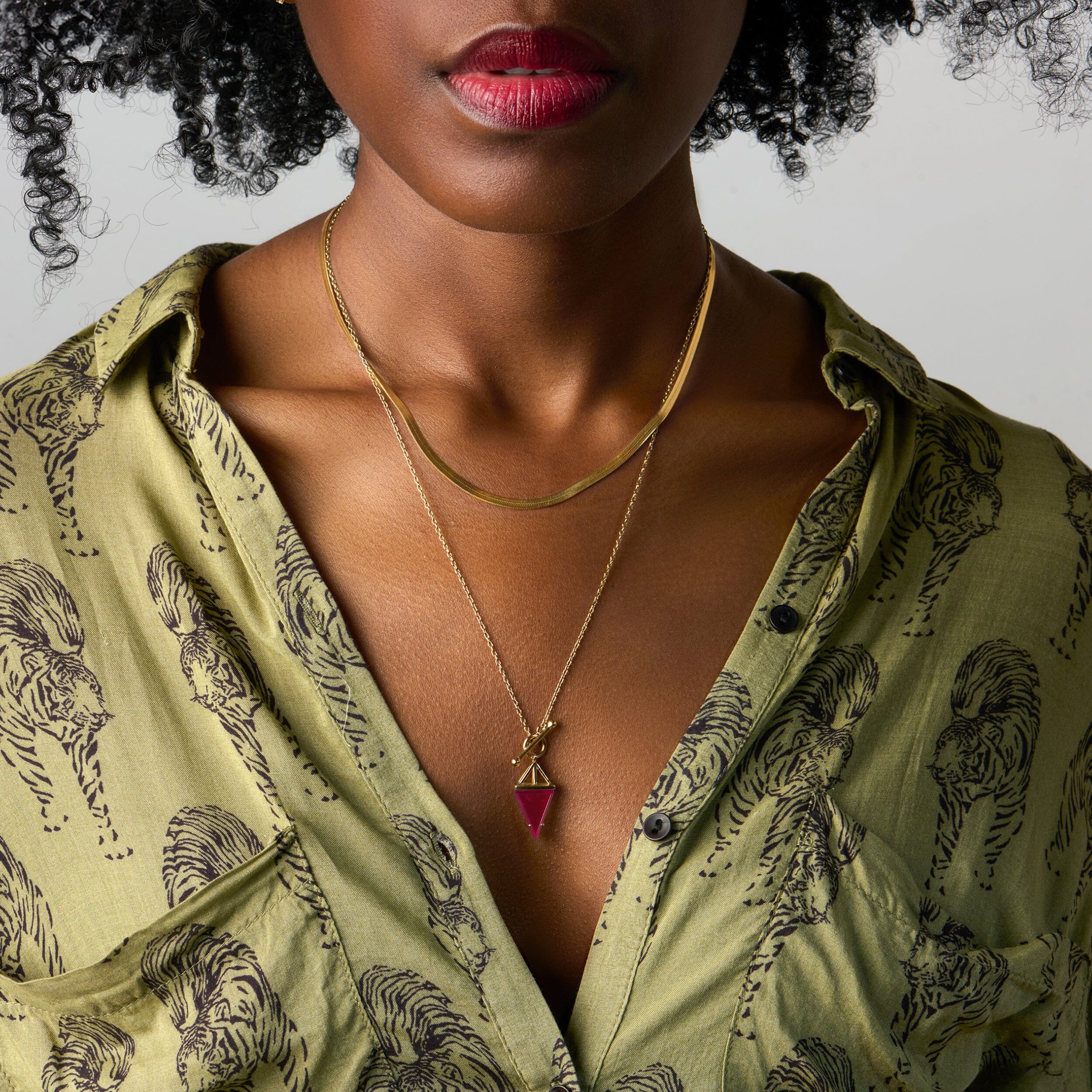 Pink Quartz Heroine T-Lock Necklace & Herringbone Chain - Image 6