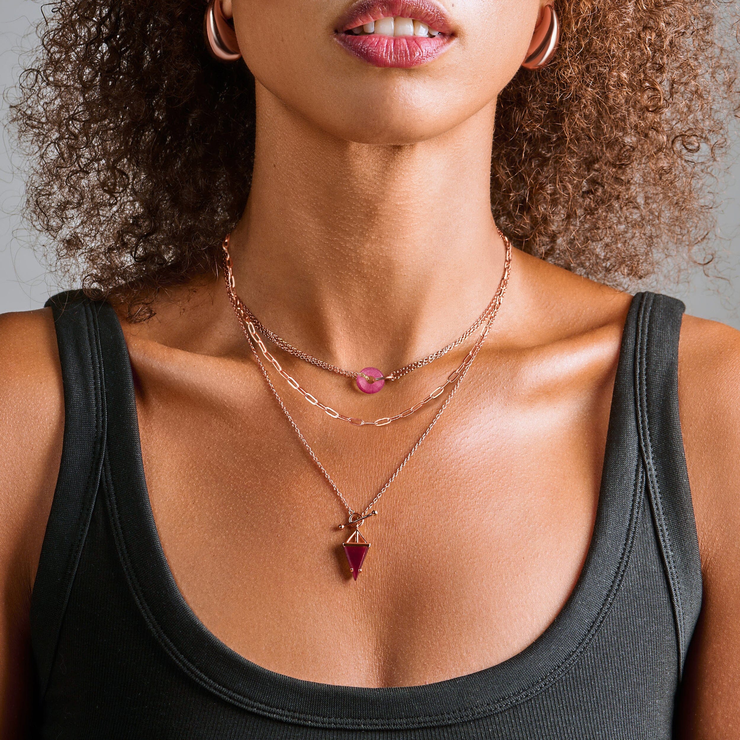Pink Quartz Heroine T-Lock & Ora Necklaces & Widelink Chain - Image 4