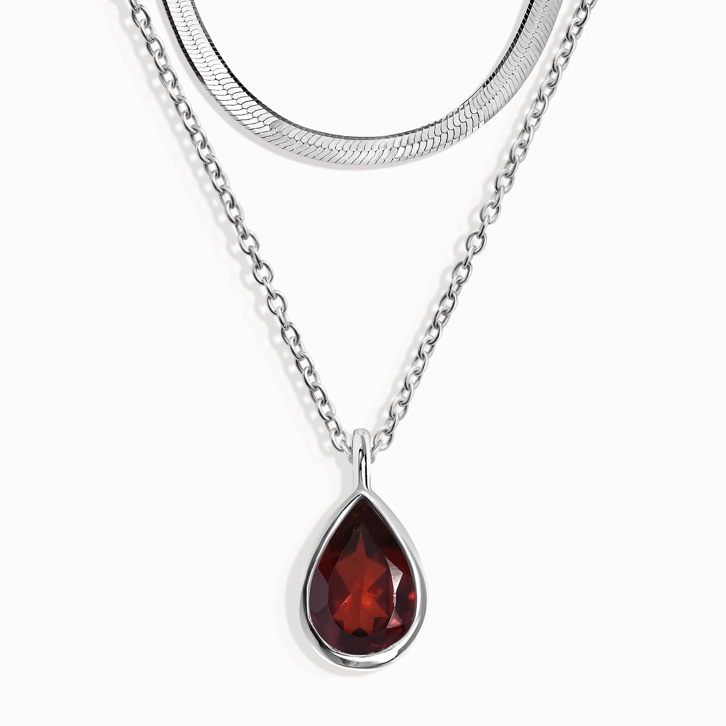 Pink Quartz Hidden Heart Necklace & Herringbone Chain