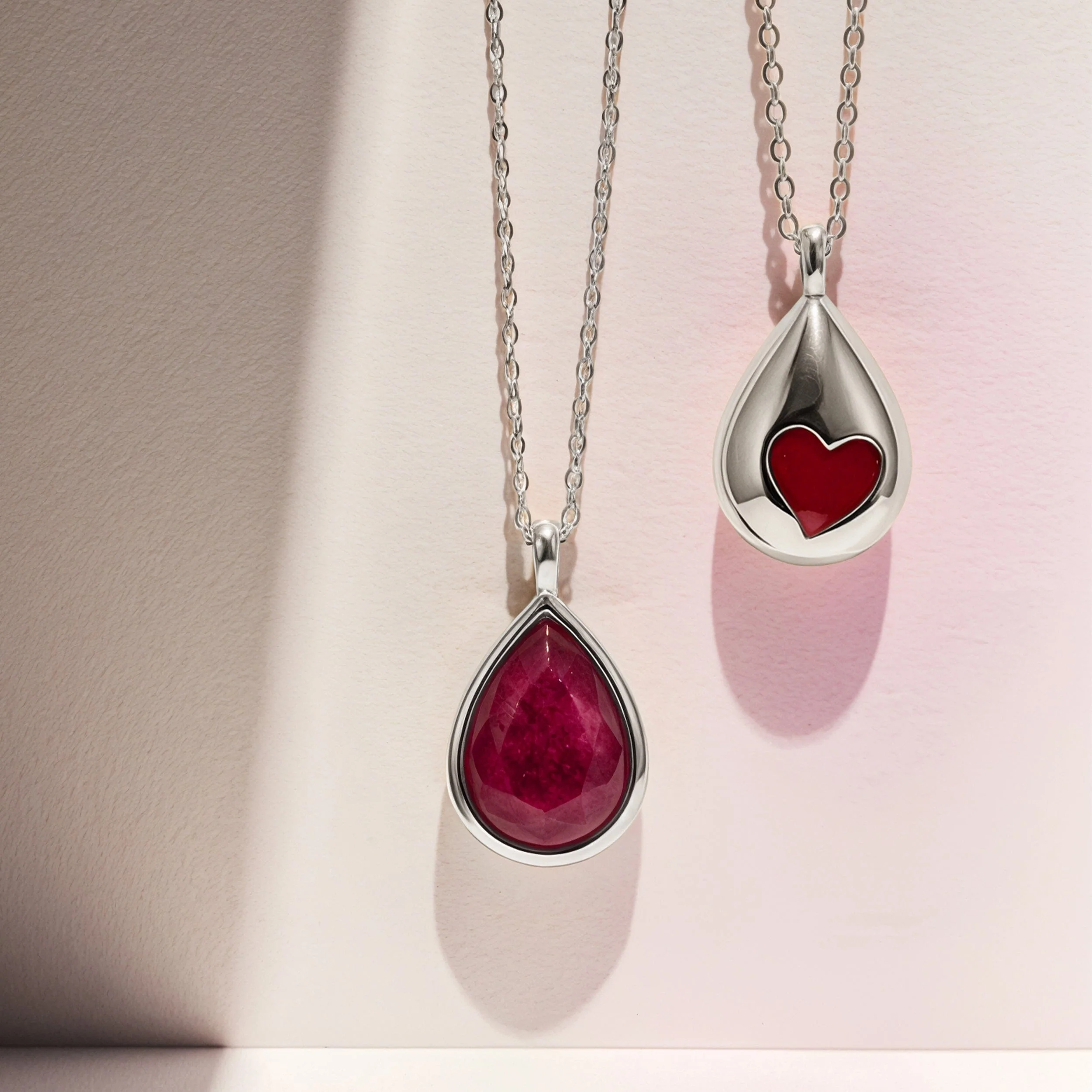 Pink Quartz Hidden Heart Necklace & Herringbone Chain - Image 11