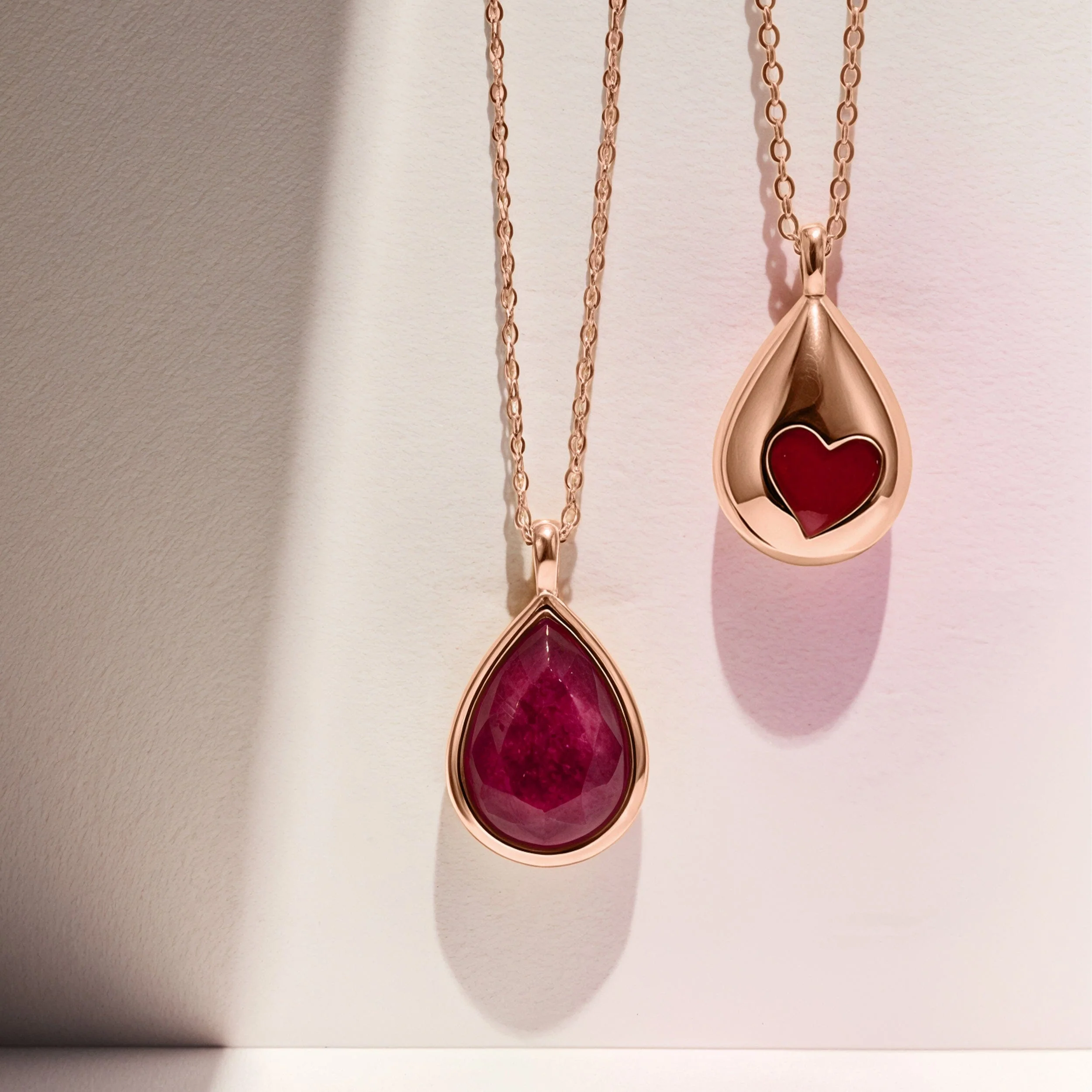 Pink Quartz Hidden Heart Necklace & Herringbone Chain - Image 12