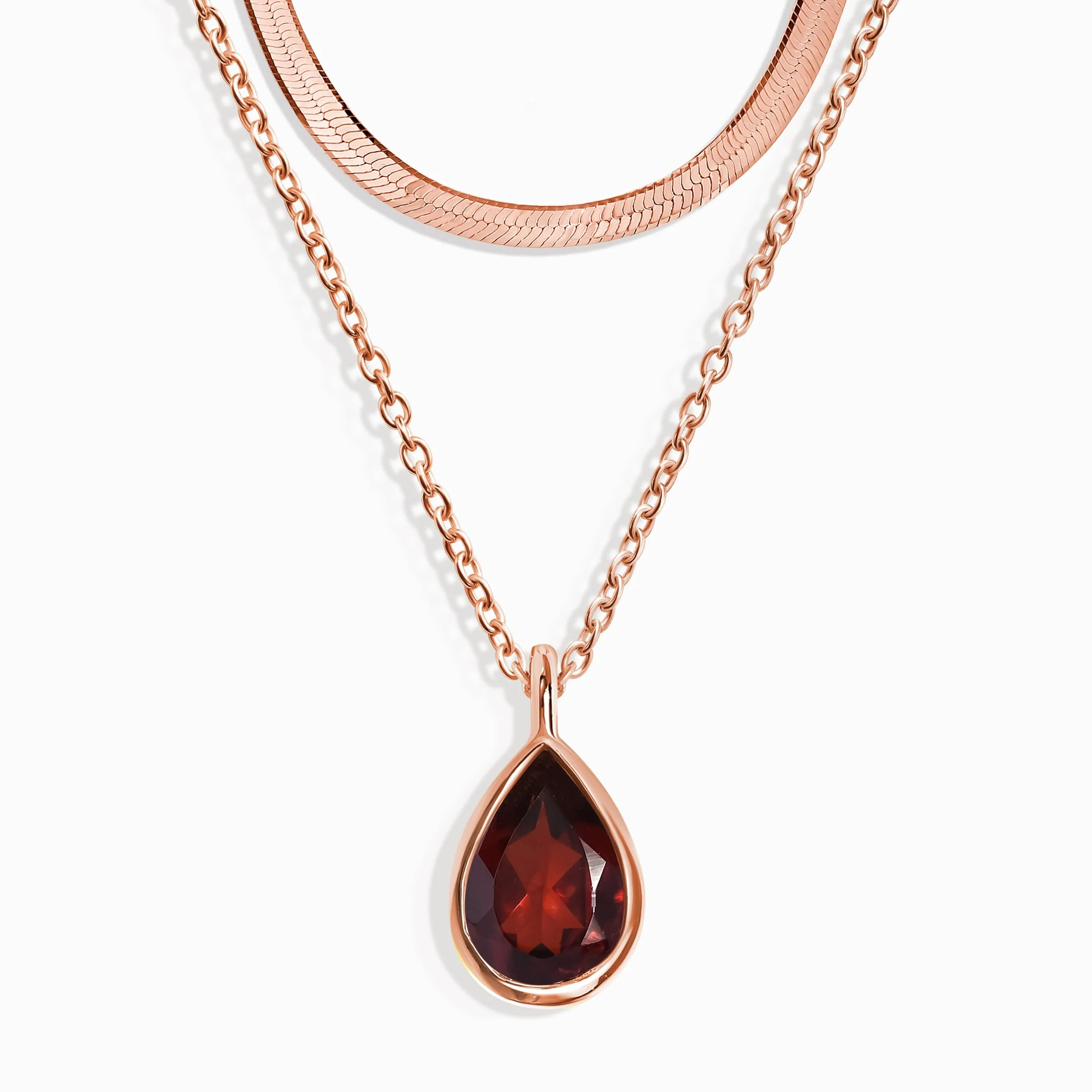 Pink Quartz Hidden Heart Necklace & Herringbone Chain - Image 4
