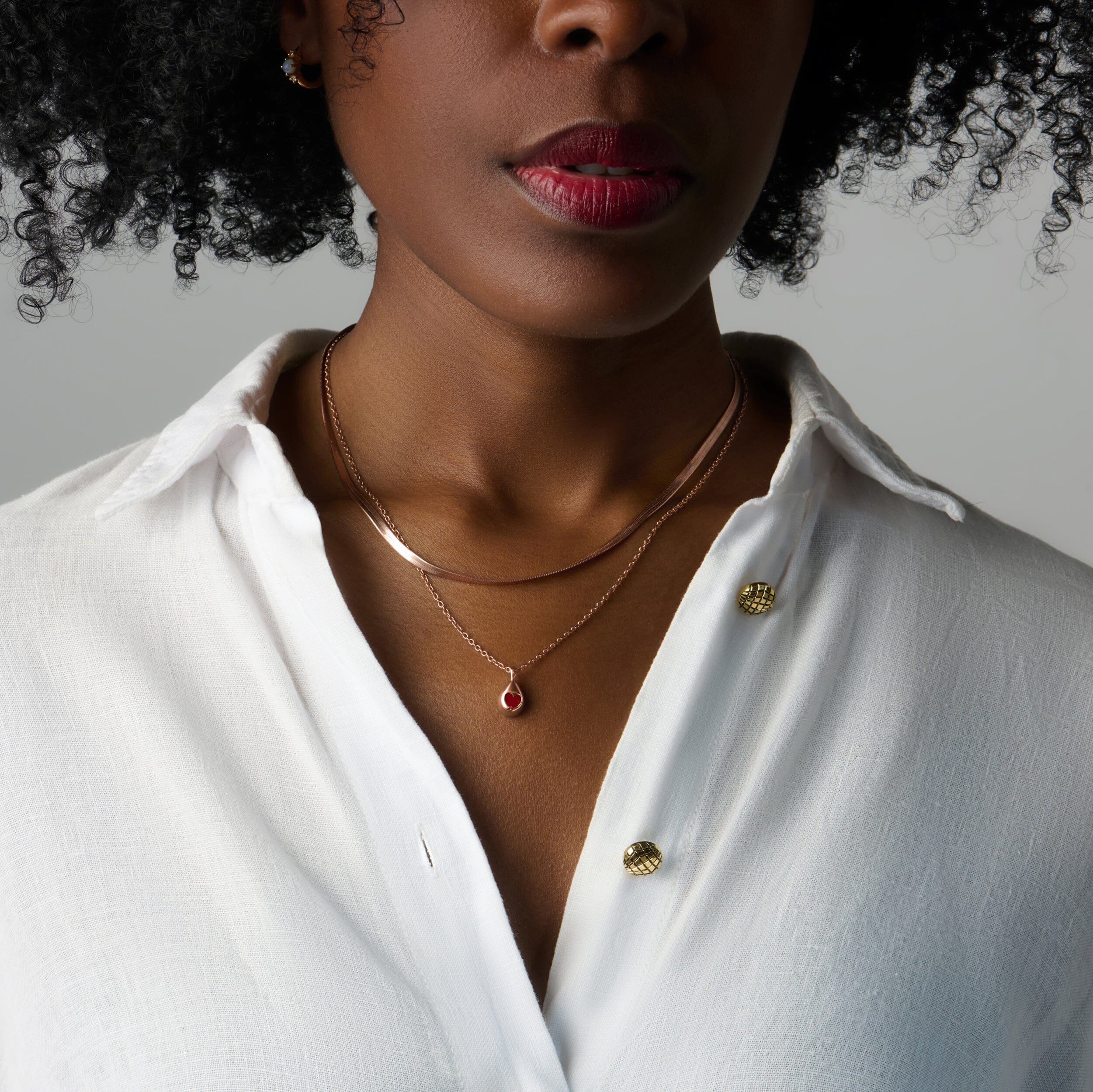 Pink Quartz Hidden Heart Necklace & Herringbone Chain - Image 6