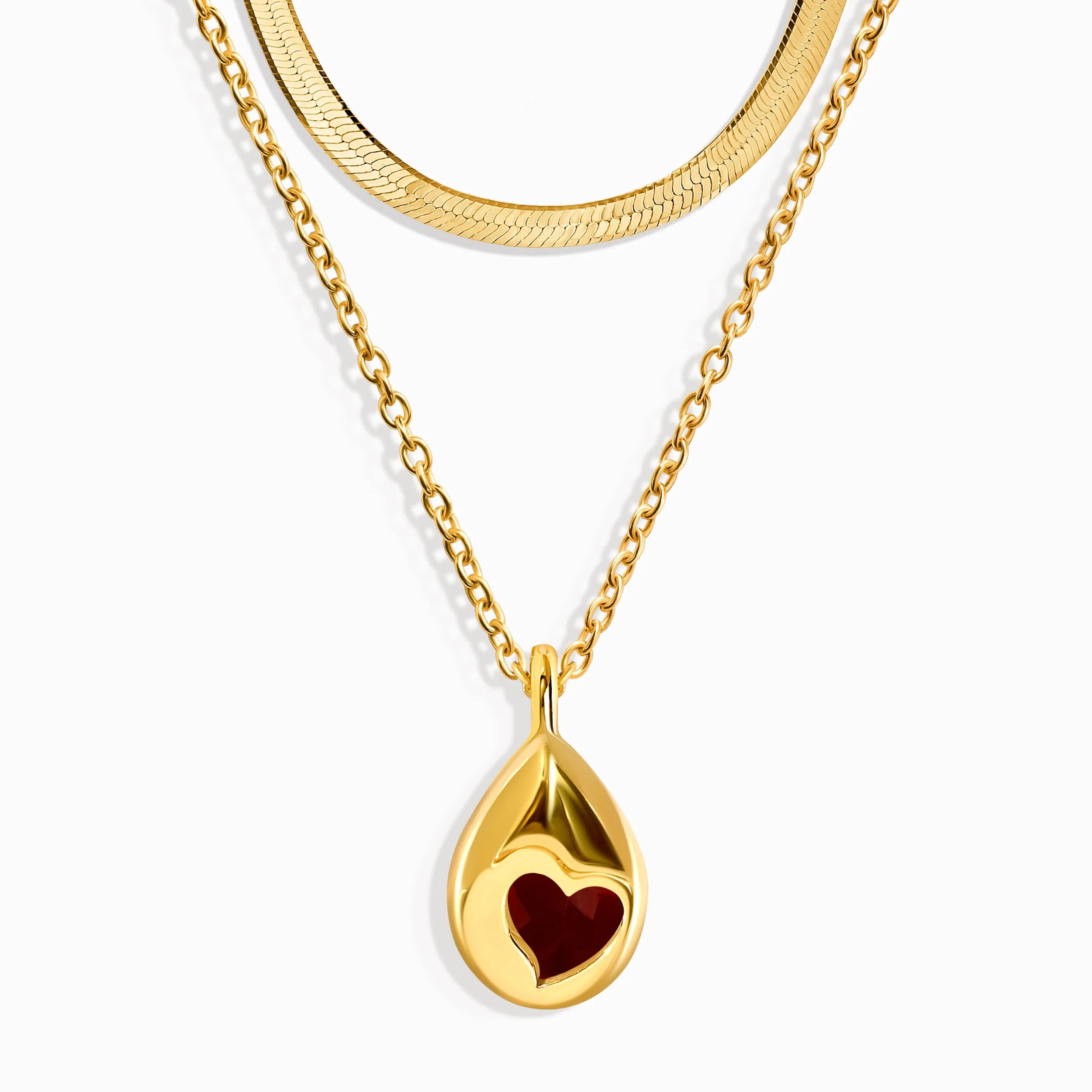 Pink Quartz Hidden Heart Necklace & Herringbone Chain - Image 8