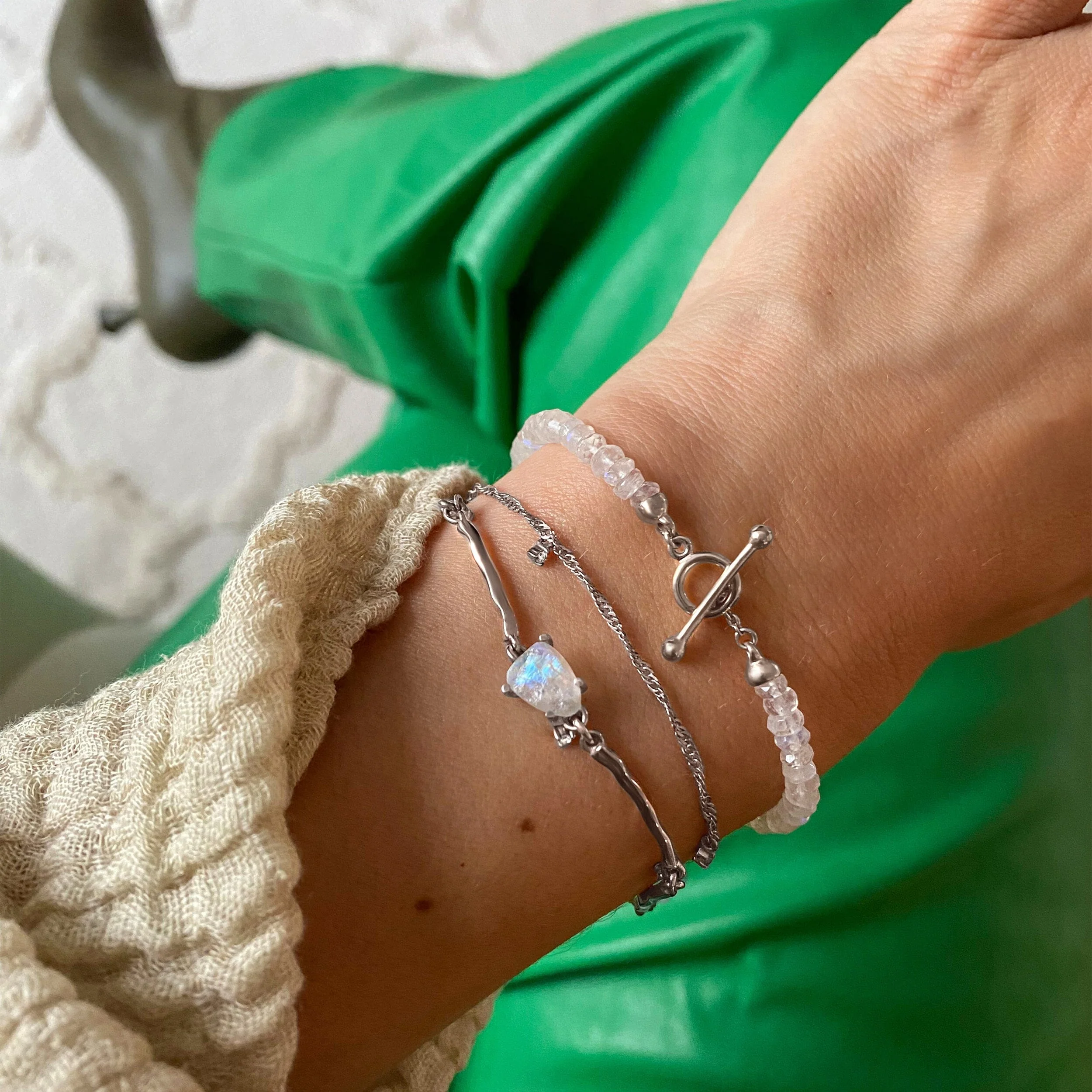 Rainbow Moonstone T-Lock Beads Bracelet - Raise Your Vibrations - Image 11
