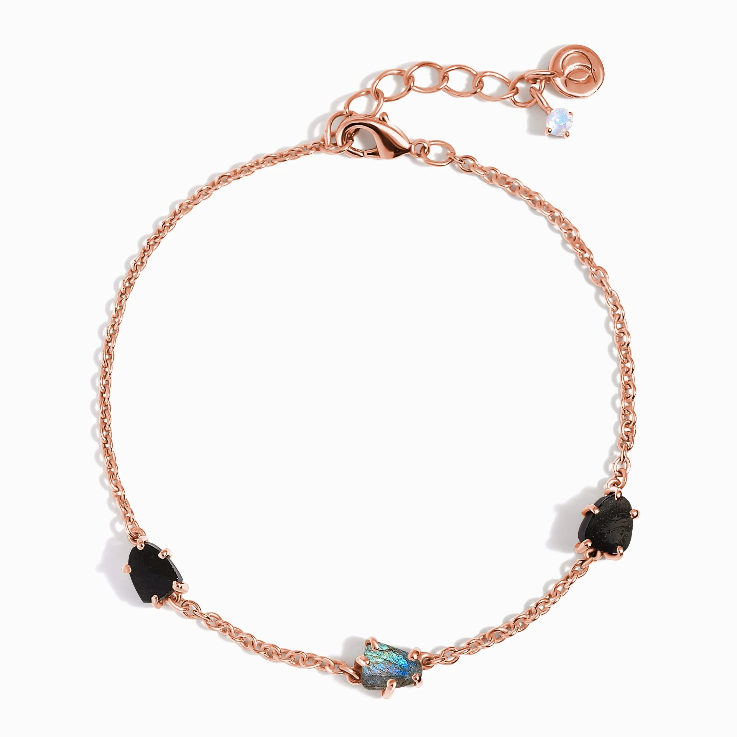 Raw Crystal Bracelet - Enchanted Labradorite & Black Obsidian - Image 3