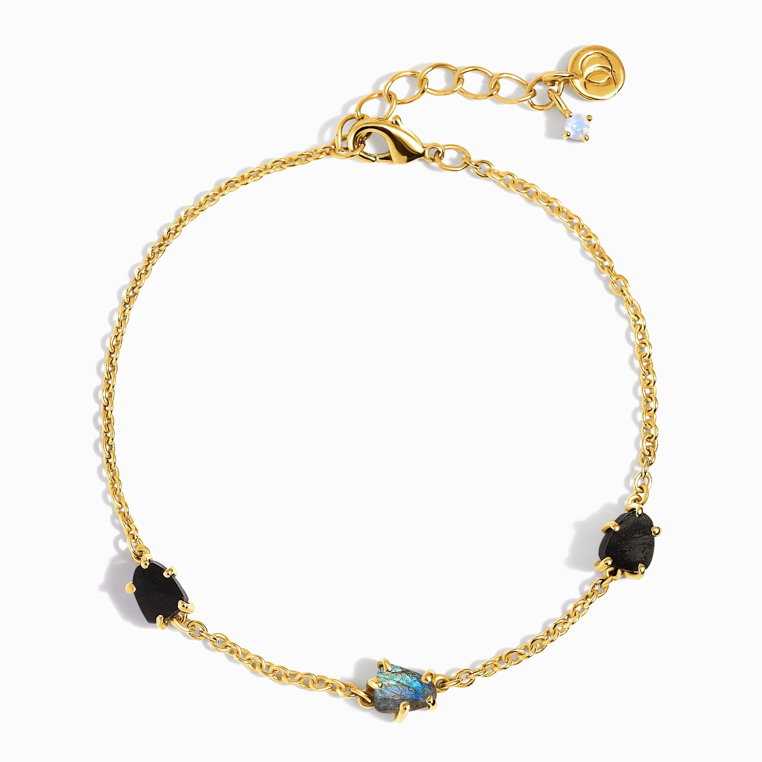 Raw Crystal Bracelet - Enchanted Labradorite & Black Obsidian - Image 5