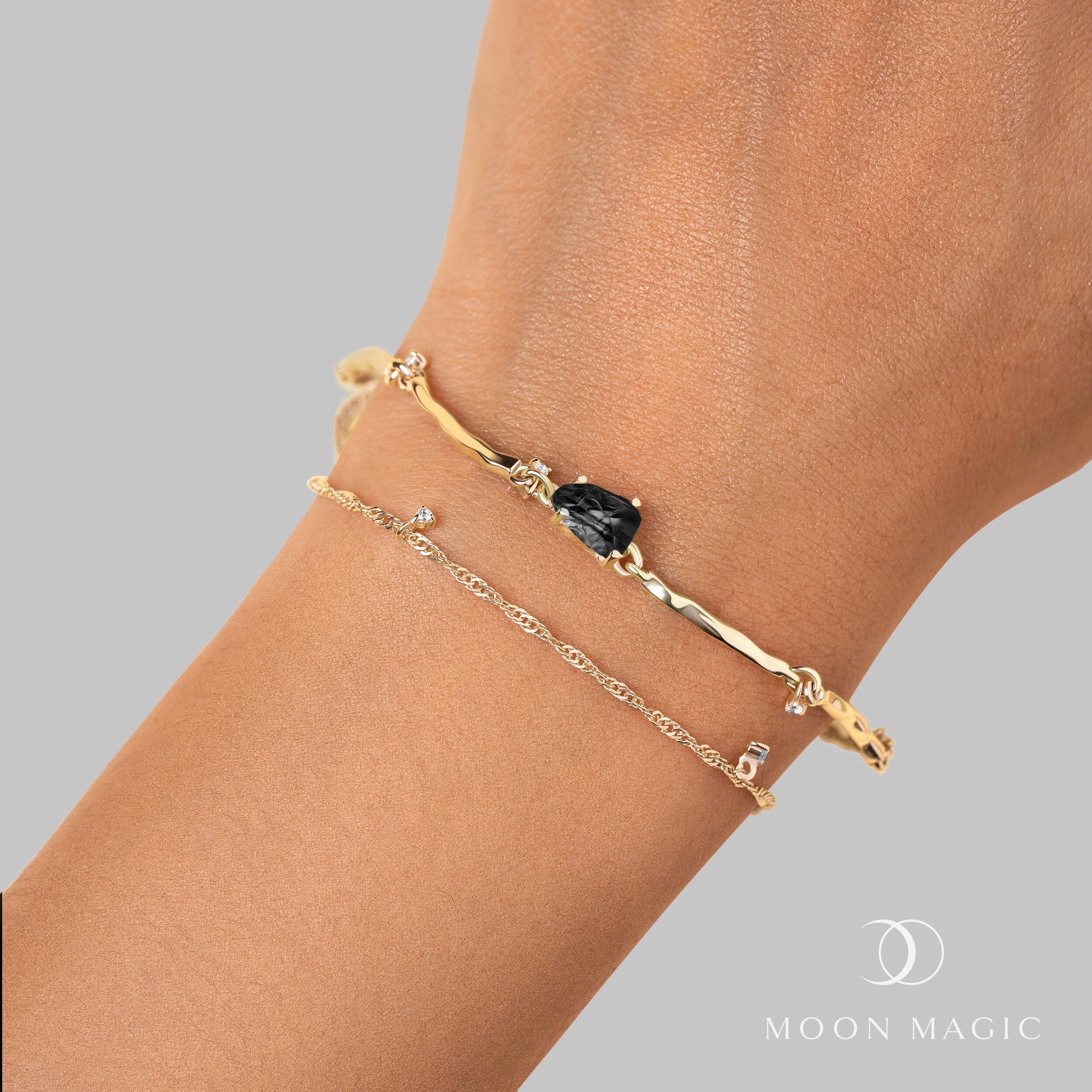 Raw Crystal Bracelet - Flow Black Obsidian - Image 6