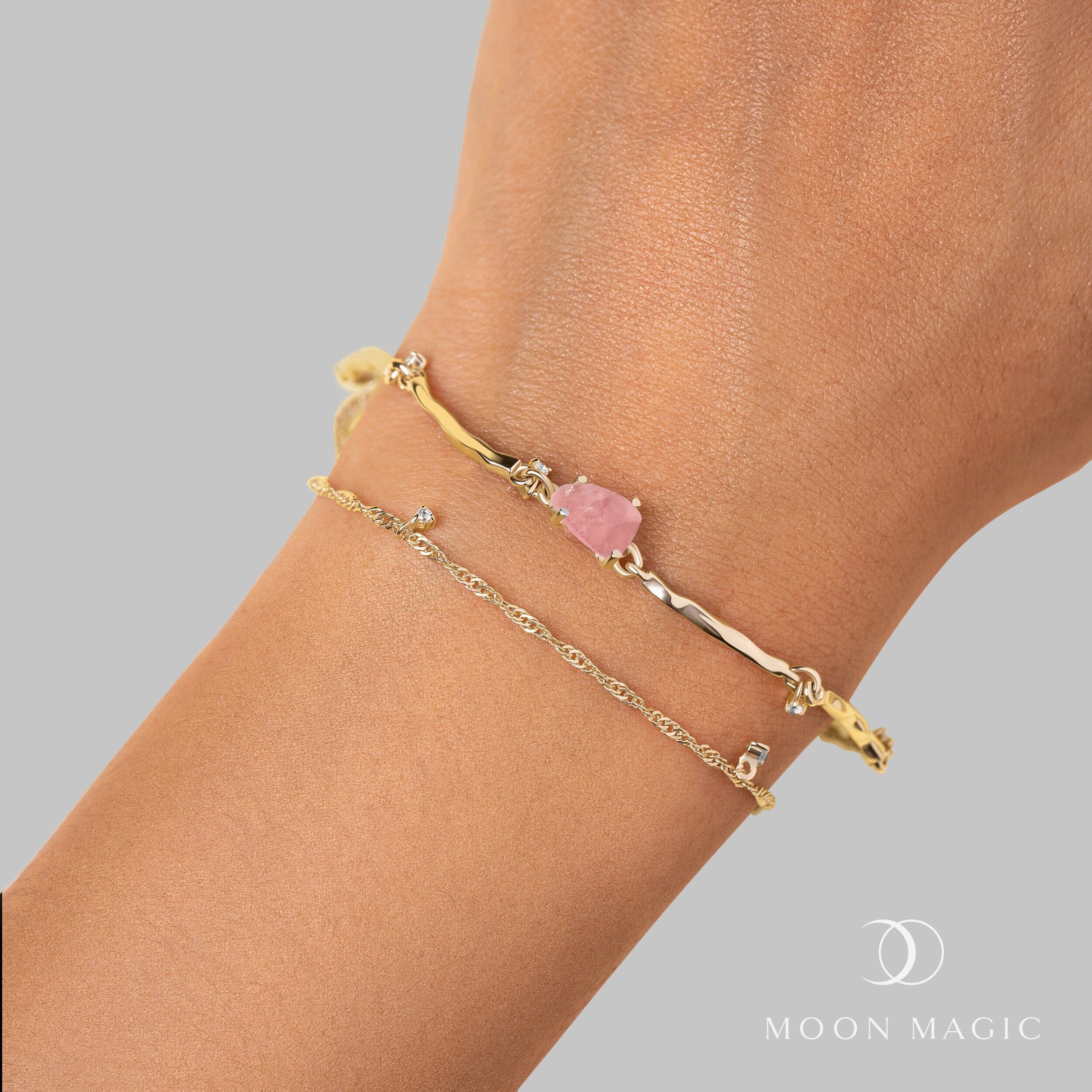 Raw Crystal Bracelet - Flow Rose Quartz - Image 8