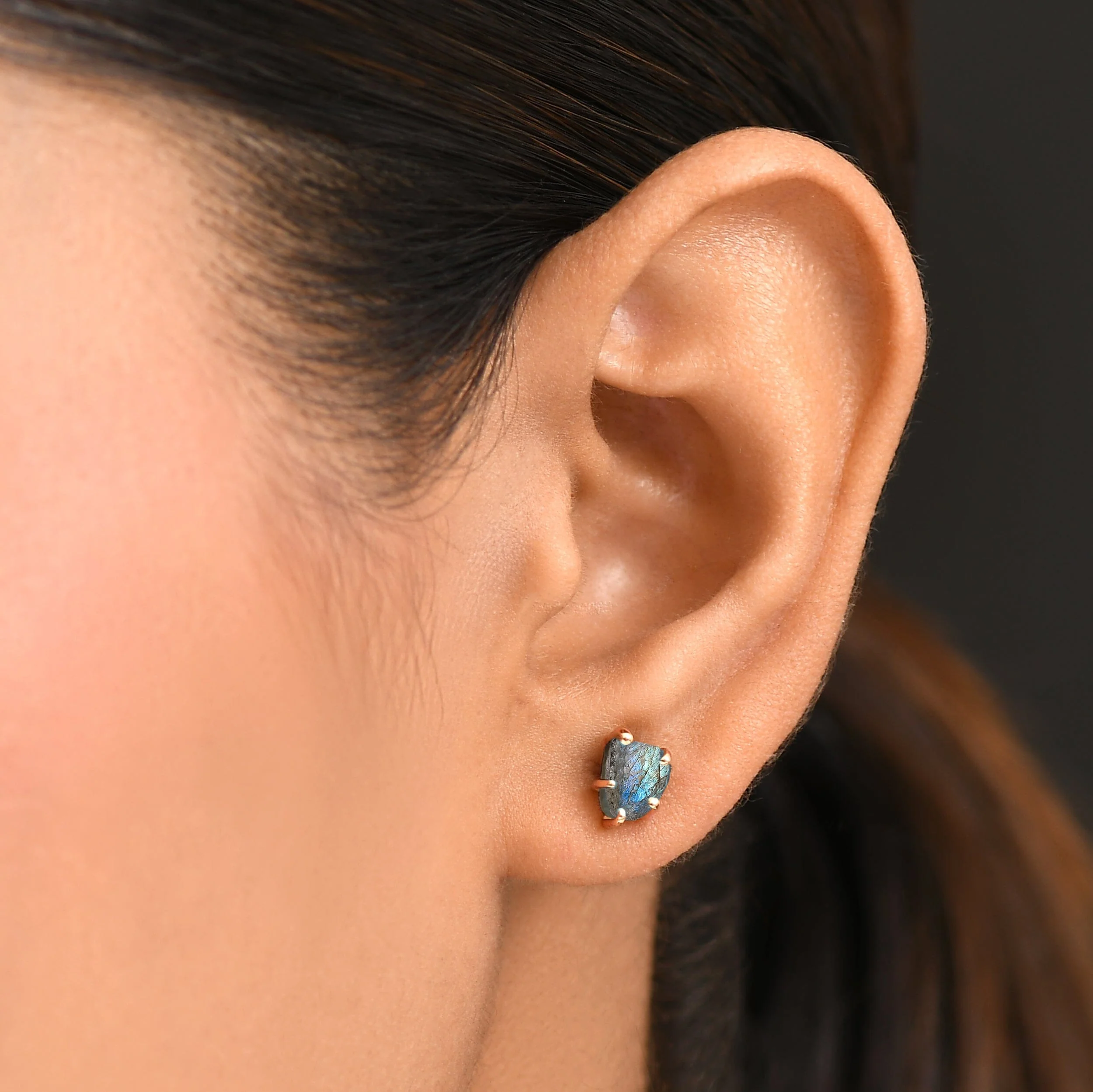 Raw Crystal Earrings - Celestial Labradorite - Image 4