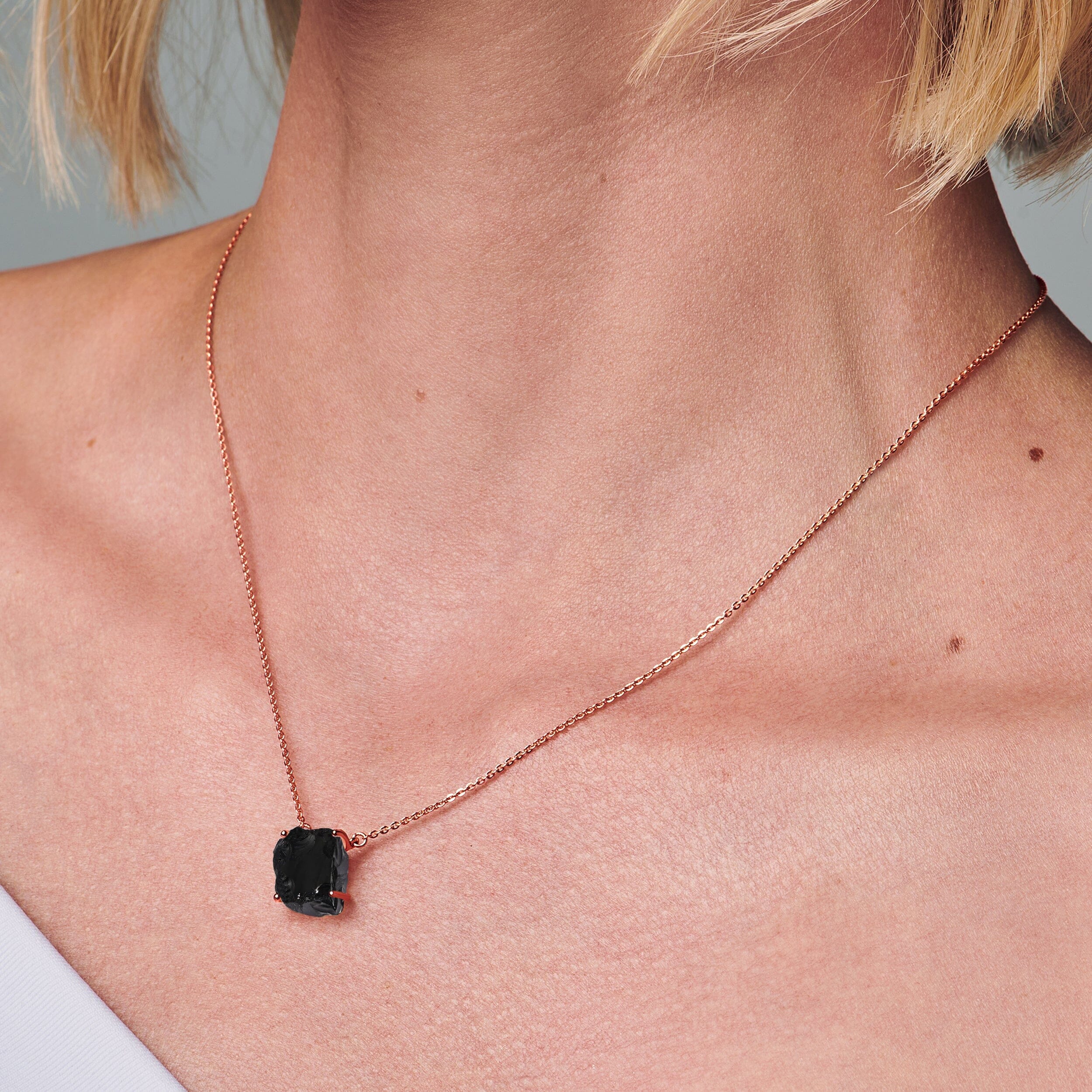 Raw Crystal Necklace - Black Obsidian 'Strength' - Image 4