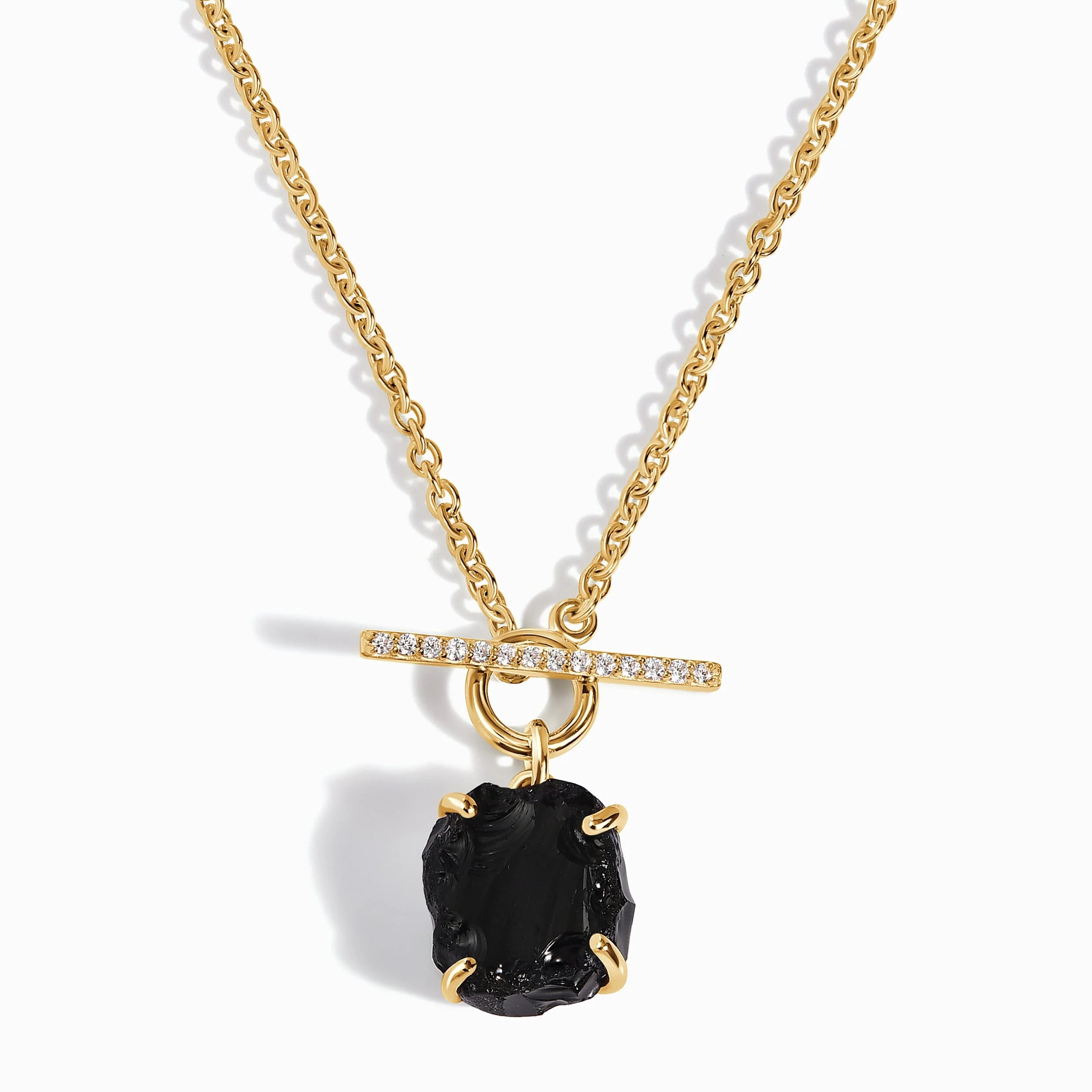 Raw Crystal Necklace - Black Obsidian T-Lock - Image 5