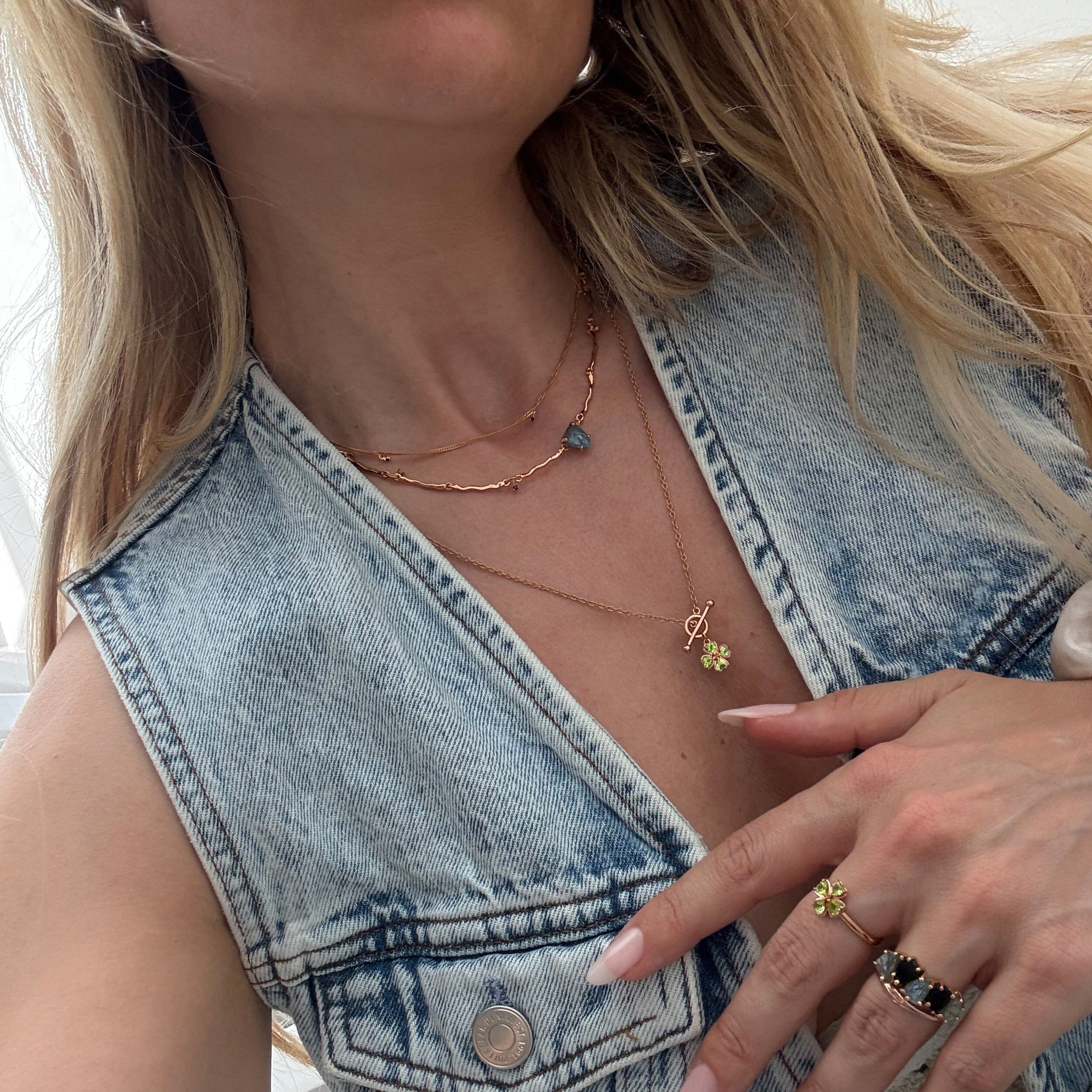 Raw Crystal Necklace - Flowing Labradorite - Image 12