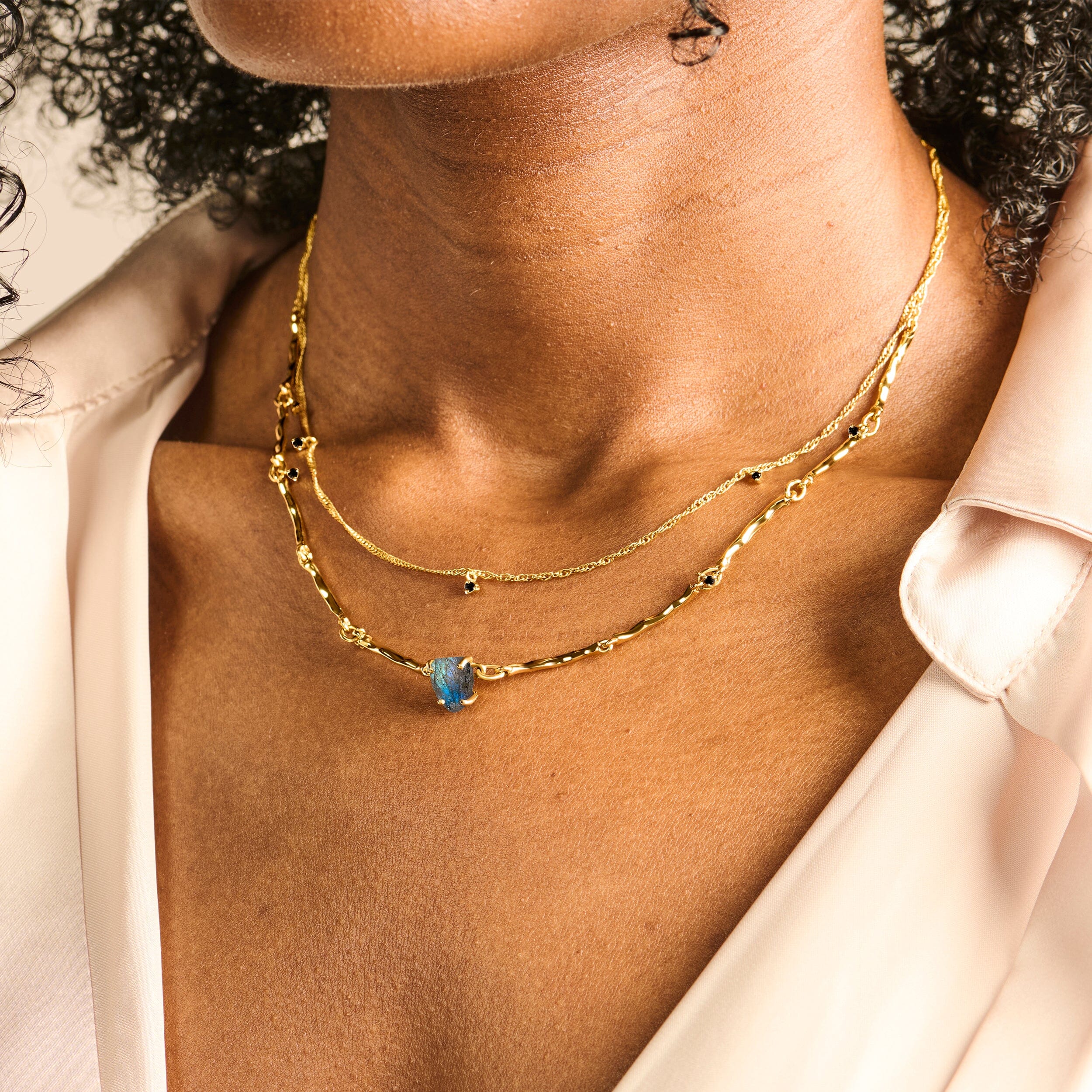 Raw Crystal Necklace - Flowing Labradorite - Image 6