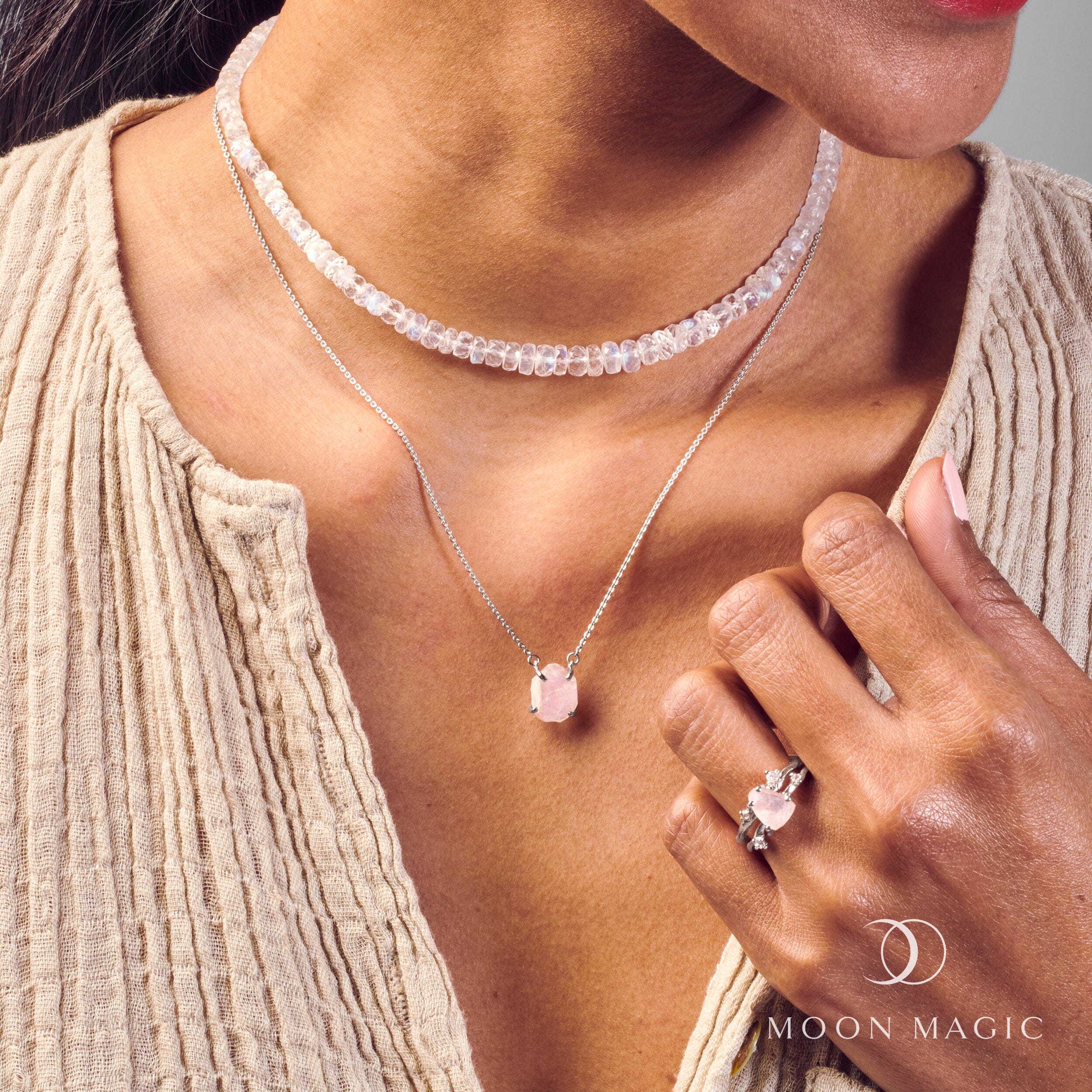 Raw Crystal Necklace - Rose Quartz 'Self-Love' - Image 9