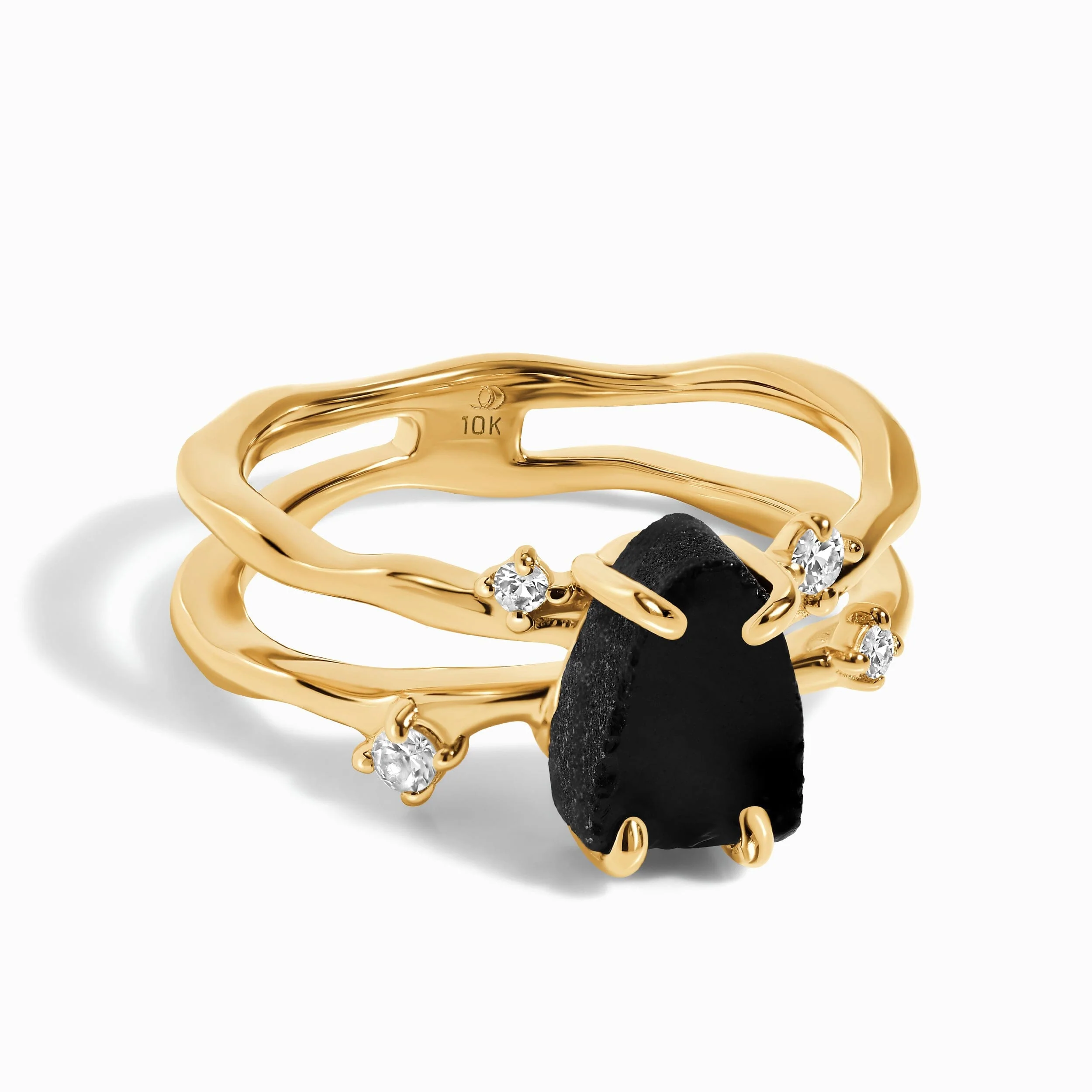 Raw Crystal Ring - Flow Black Obsidian - Image 11