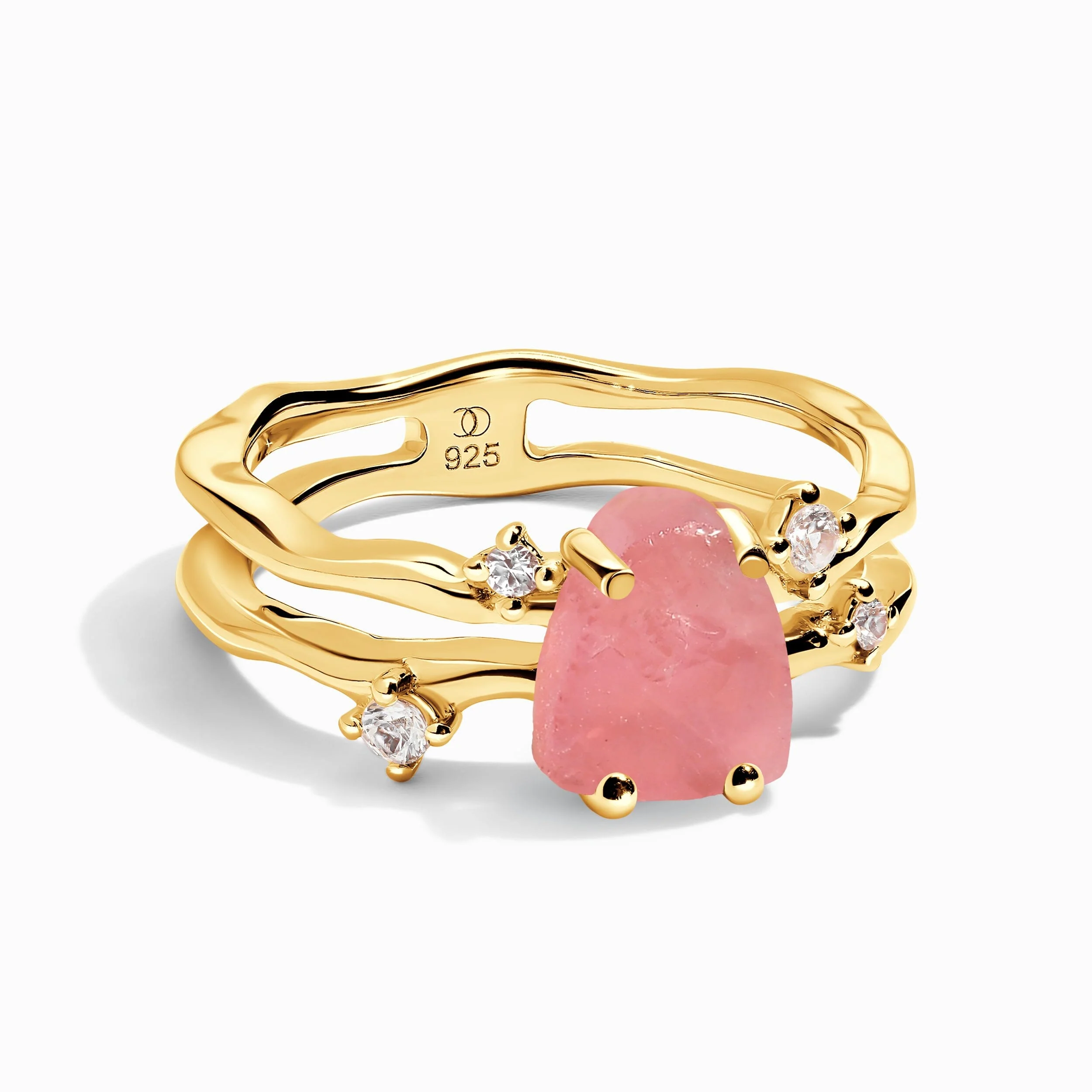 Raw Crystal Ring - Flow Rose Quartz - Image 5