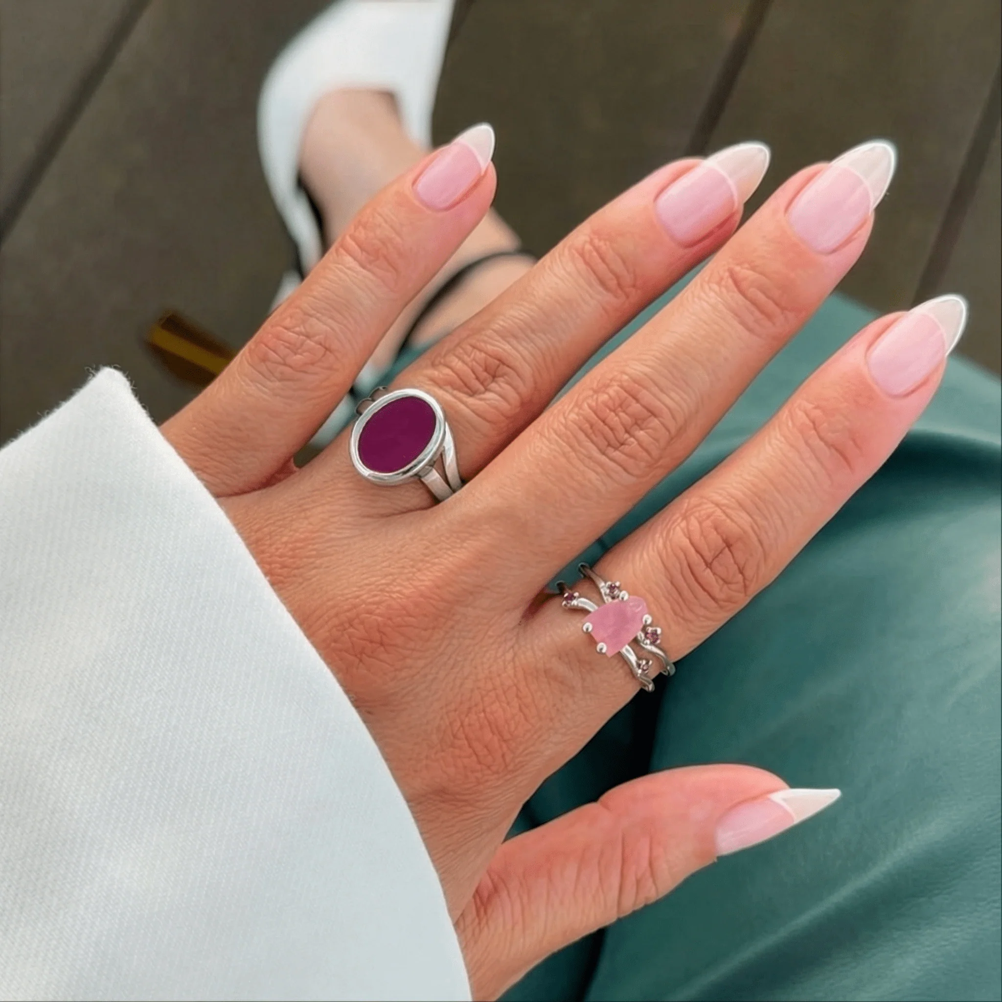 Raw Crystal Ring - Flow Rose Quartz Ruby - Image 9