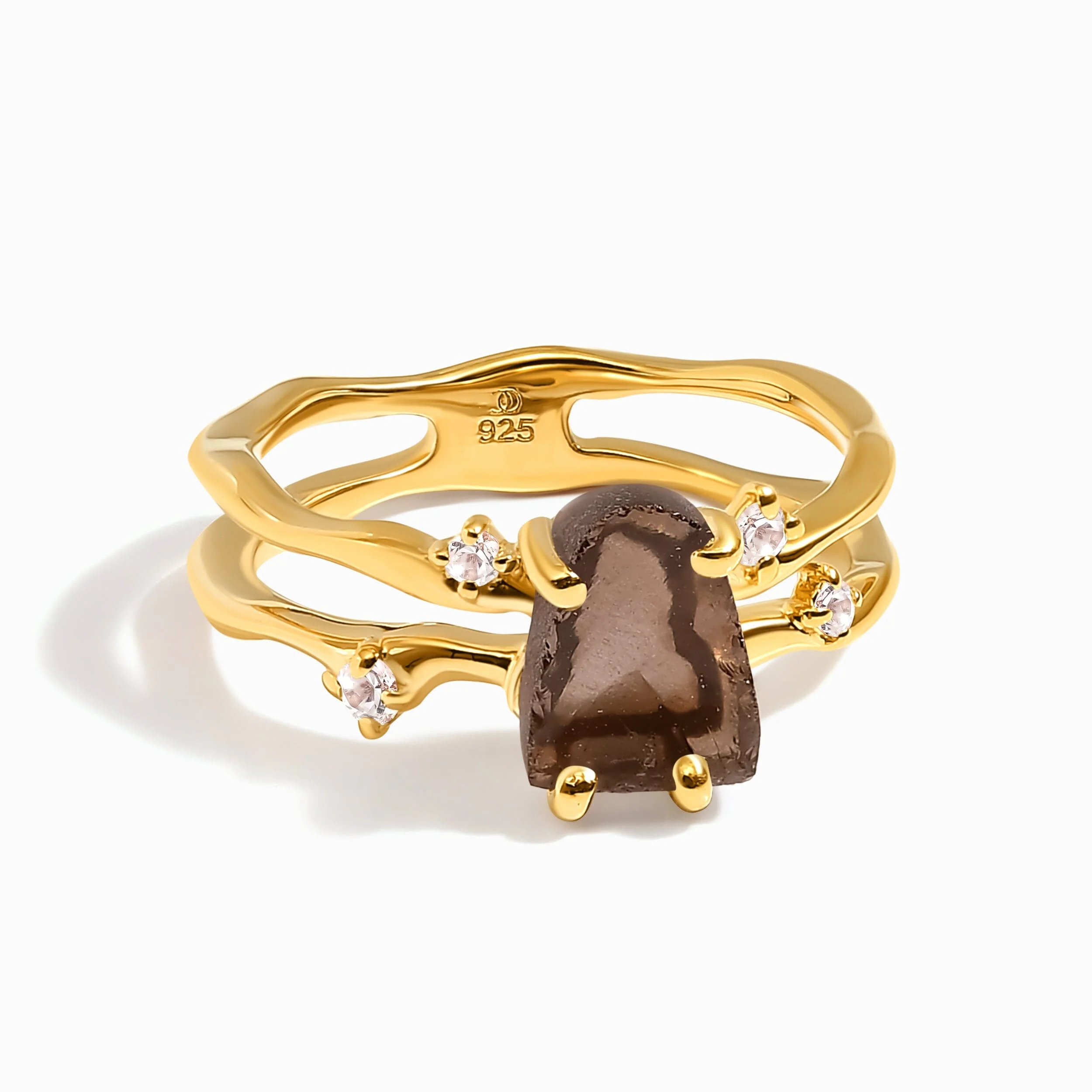 Raw Crystal Ring - Flow Smoky Quartz - Image 5