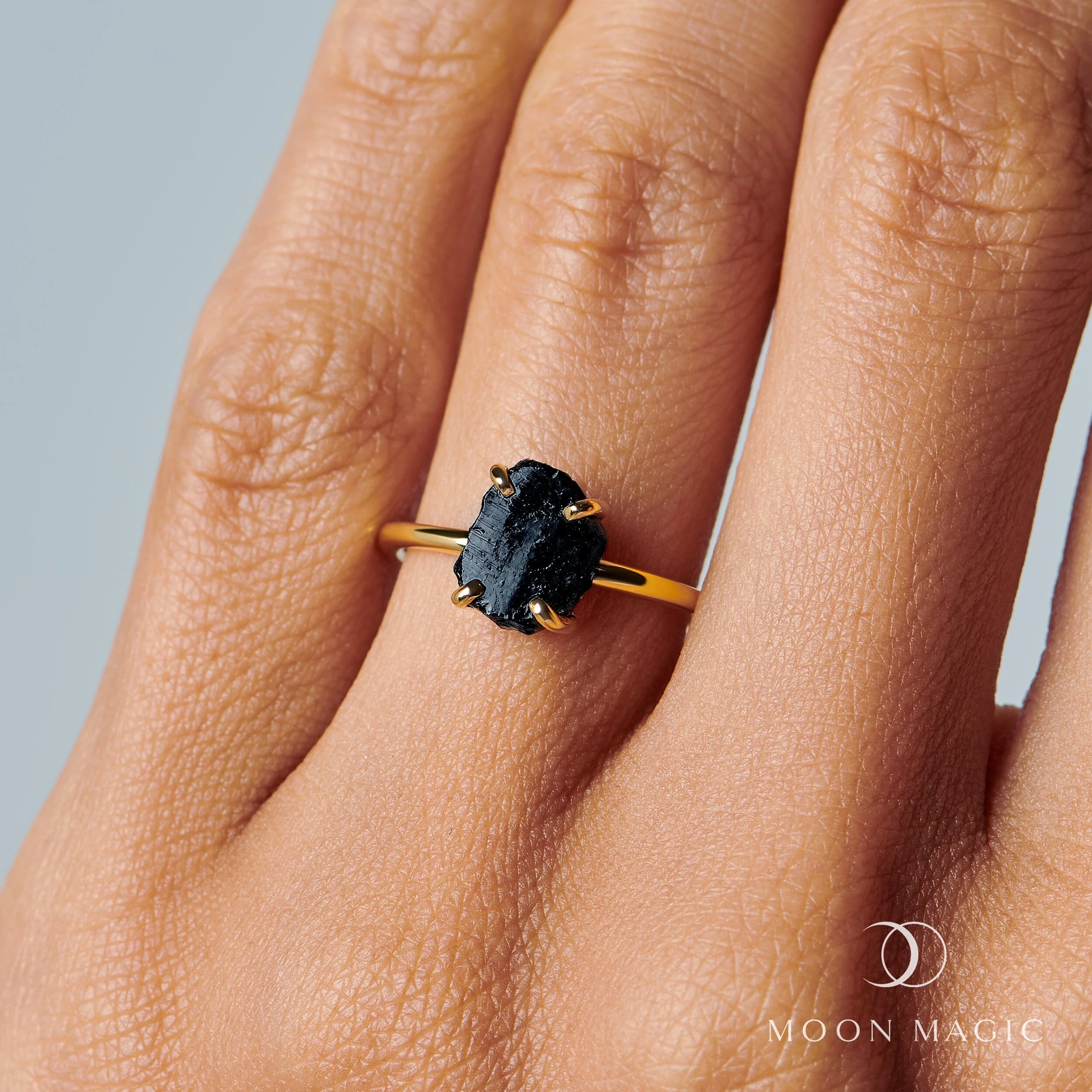 Raw Crystal Ring - Petite Black Obsidian - Image 6