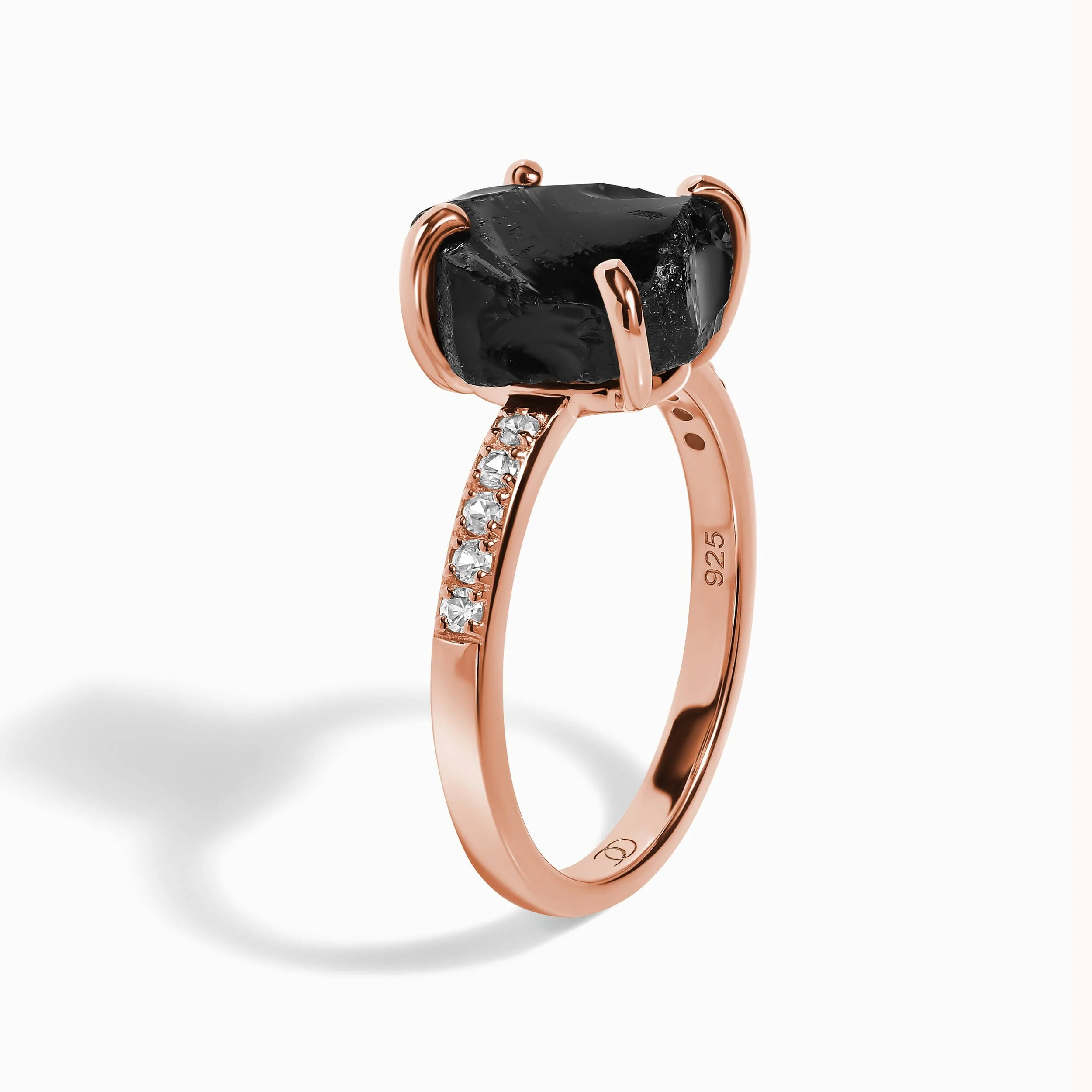 Raw Crystal Ring - Ritzy Black Obsidian - Image 13