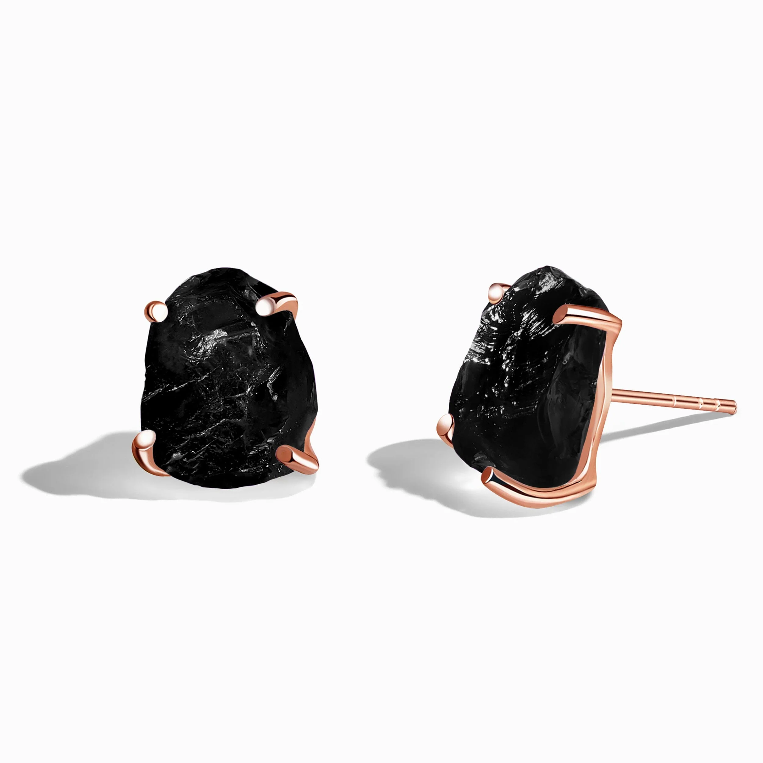 Raw Crystal Studs - Black Obsidian Studs - Image 3