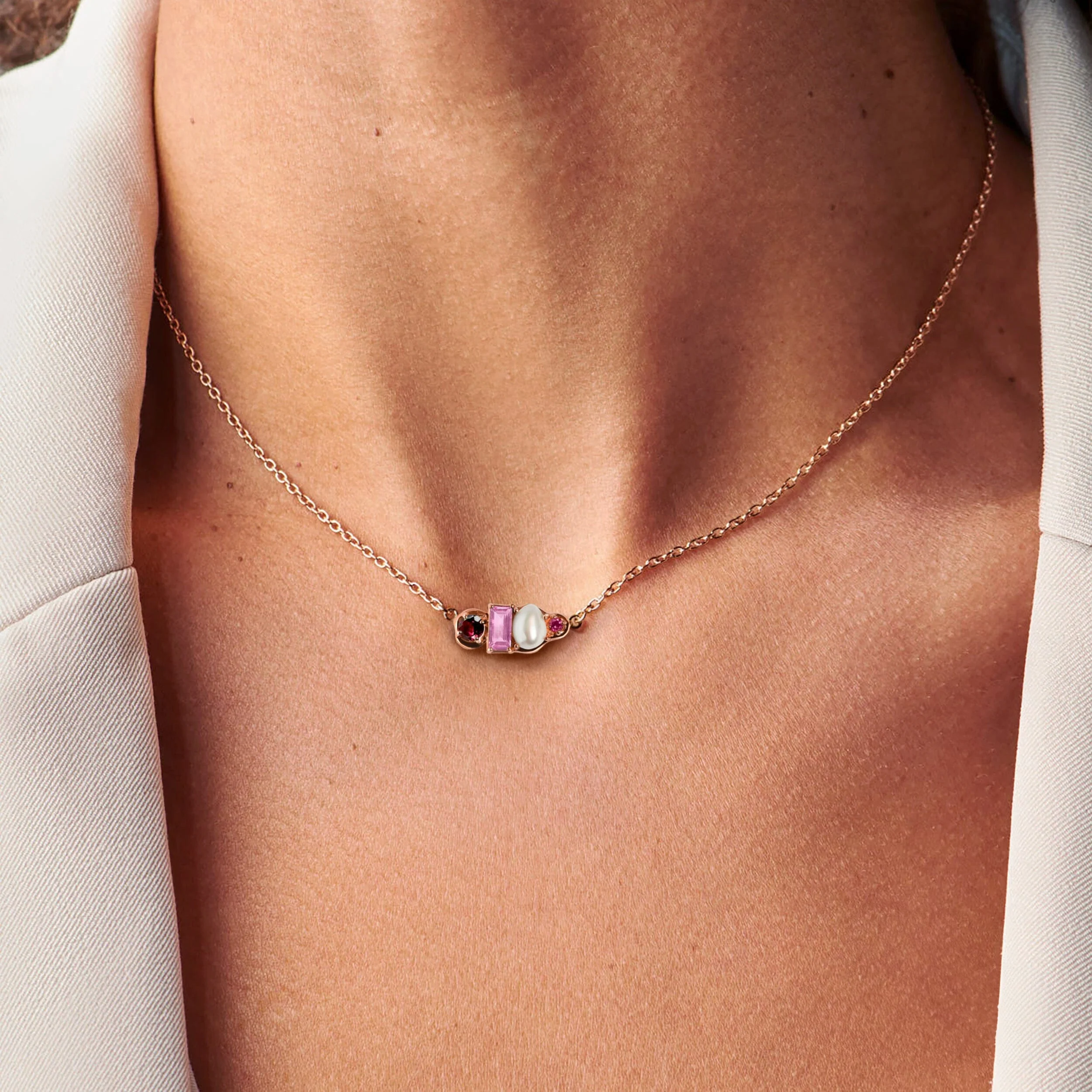 Rhodolite Garnet Pearl Necklace - Treasure - Image 6
