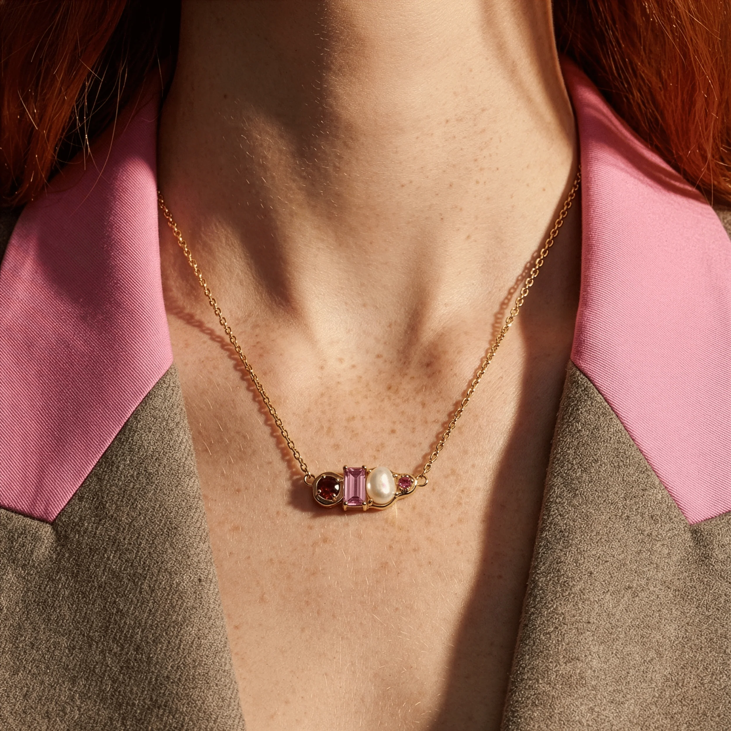 Rhodolite Garnet Pearl Necklace - Treasure - Image 8
