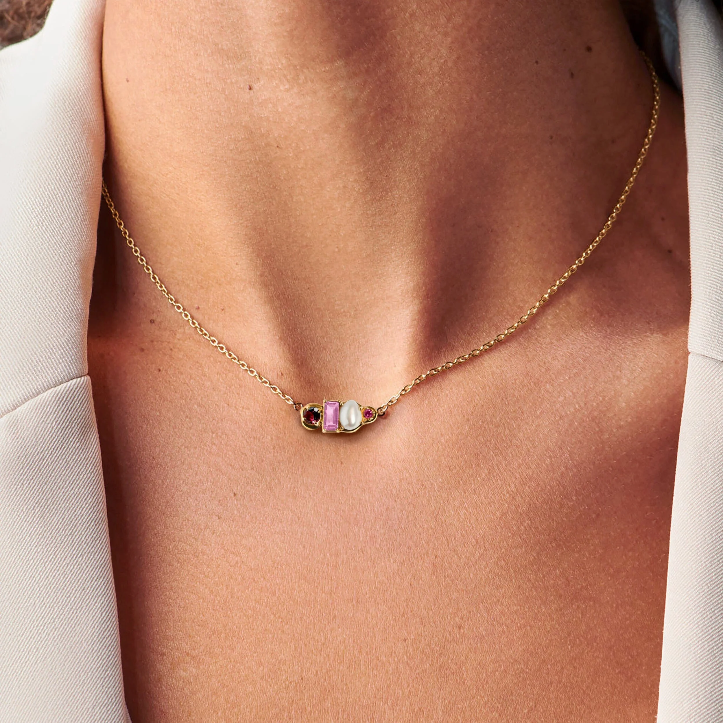 Rhodolite Garnet Pearl Necklace - Treasure - Image 9