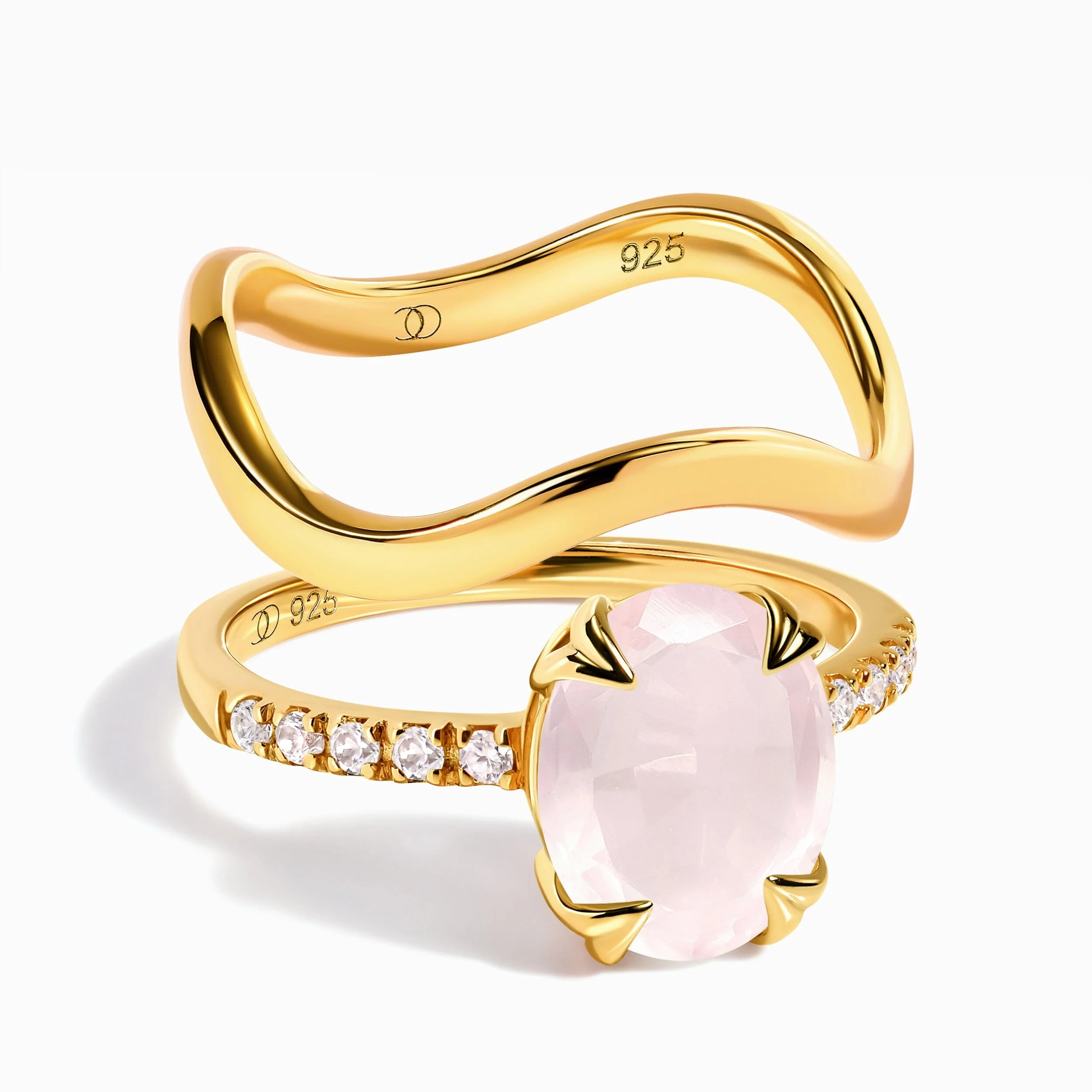 Rose Quartz Harlow Ring & Waves Band - Image 5