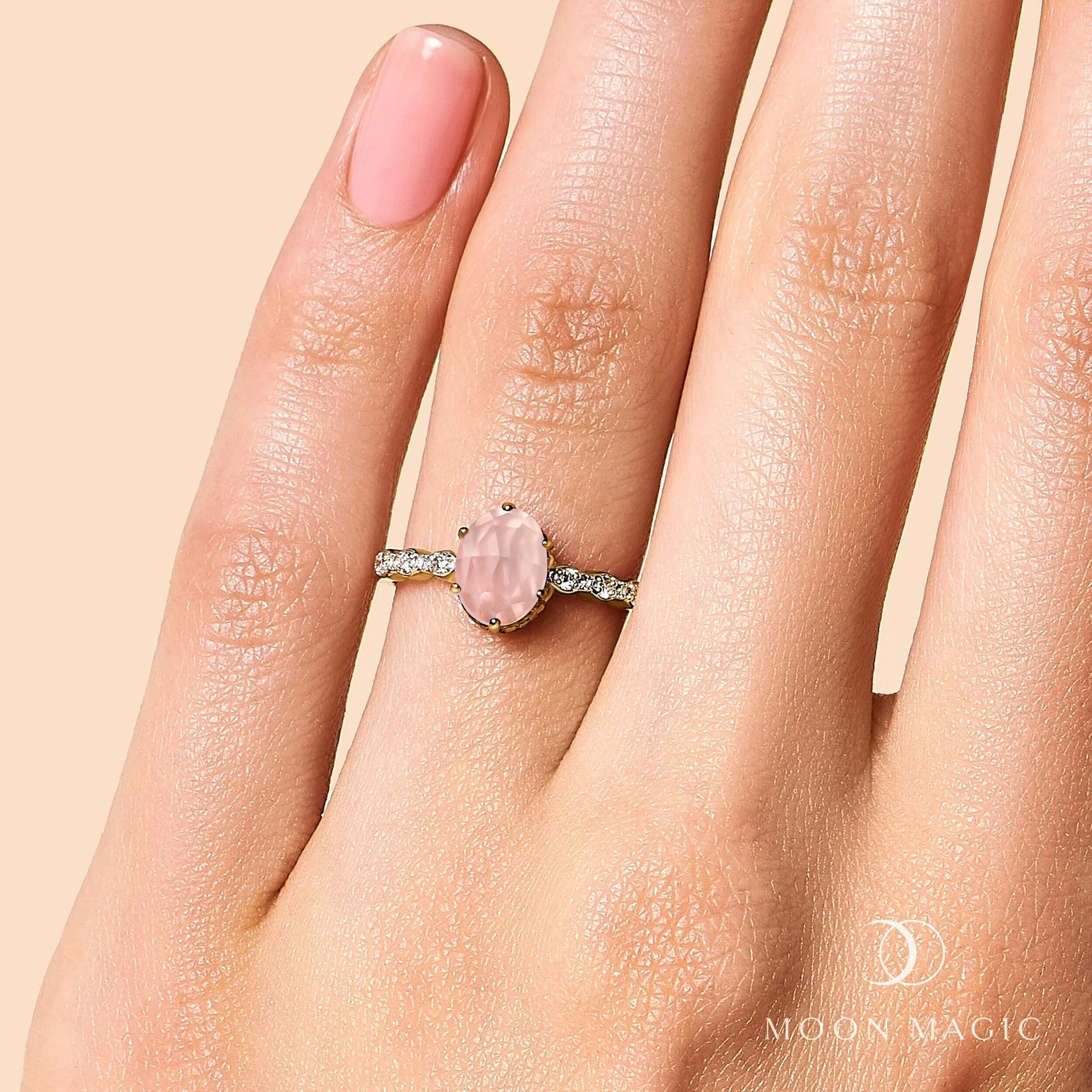 Rose Quartz Lab Diamond Ring - Mirth - Image 6