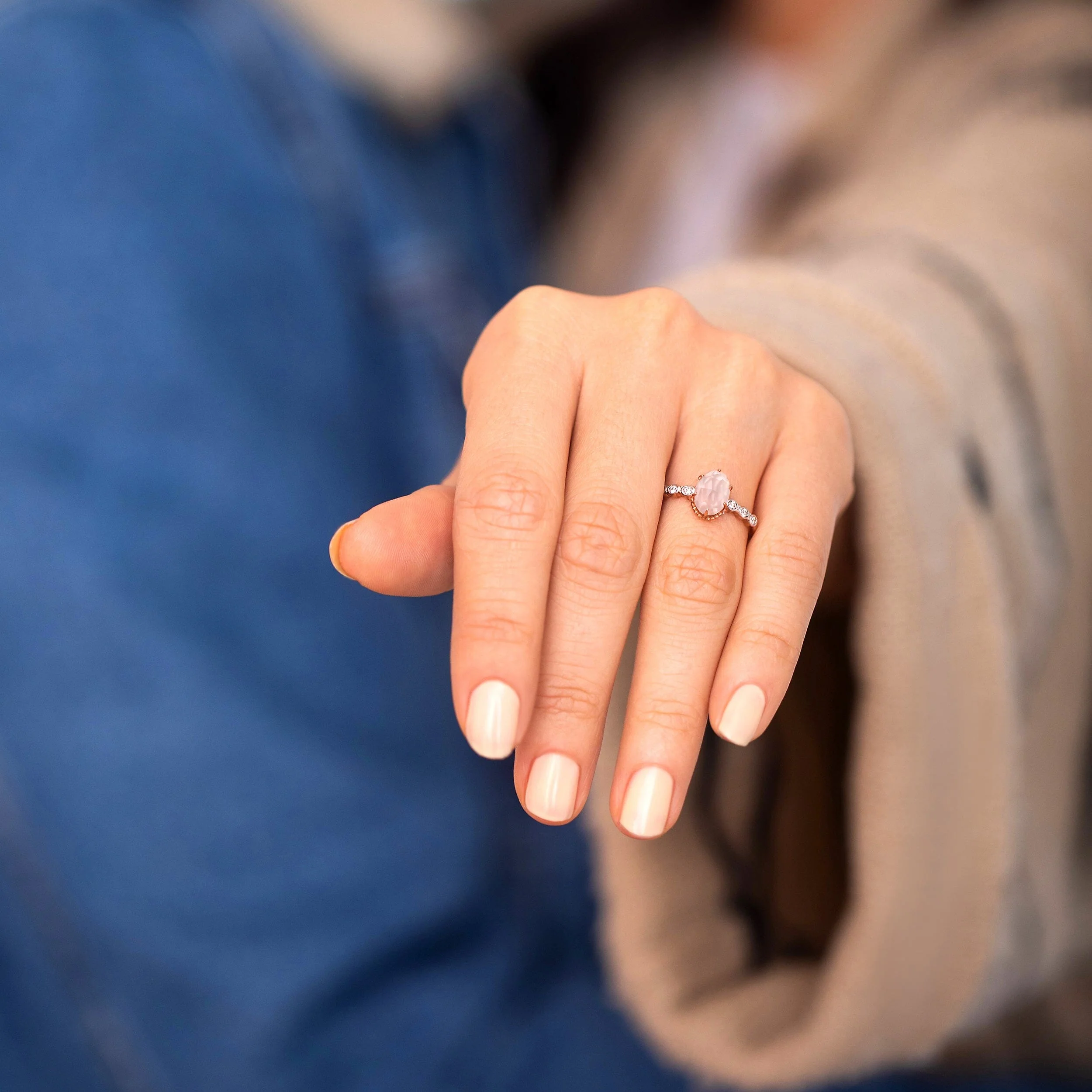 Rose Quartz Lab Diamond Ring - Mirth - Image 9