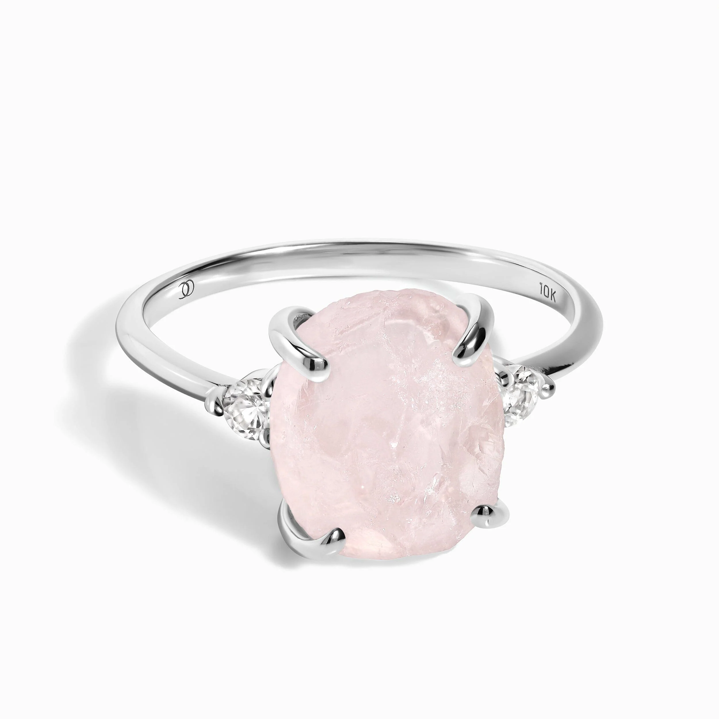 Rose Quartz Lab Diamond Ring - Raw Allure - Image 3