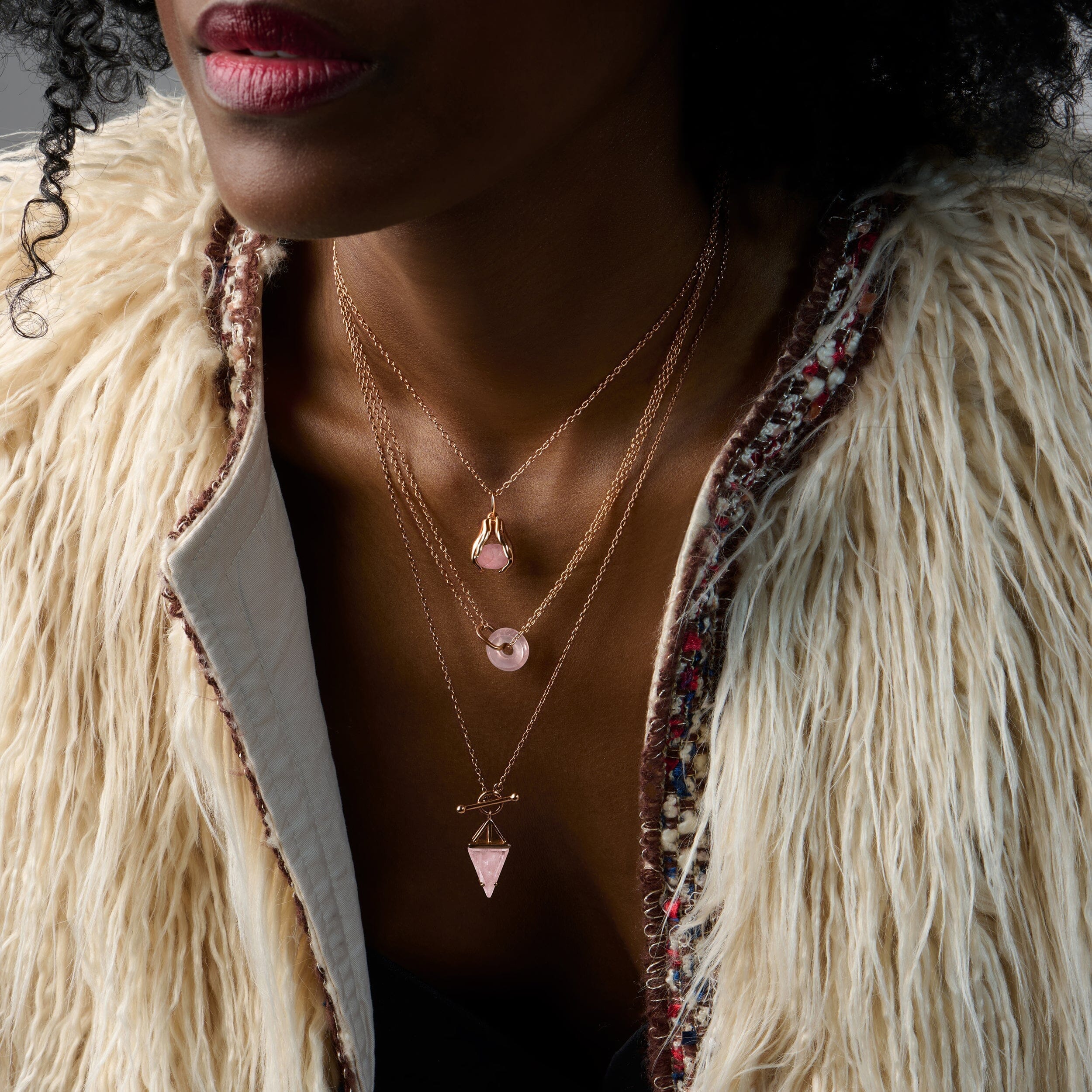 Rose Quartz Necklace - Heroine T-Lock - Image 25