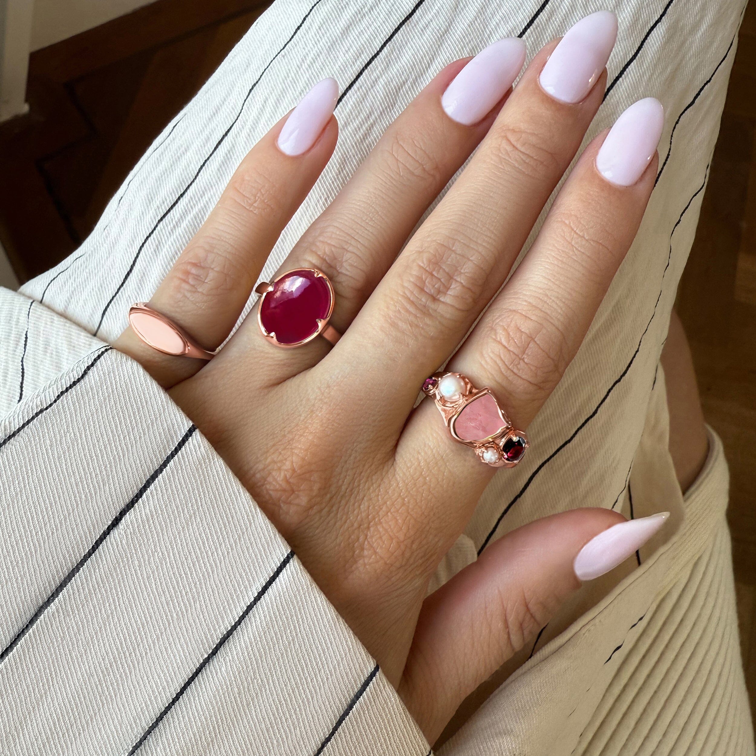 Rose Quartz Pearl Ring - Aurora Heirloom - Image 11