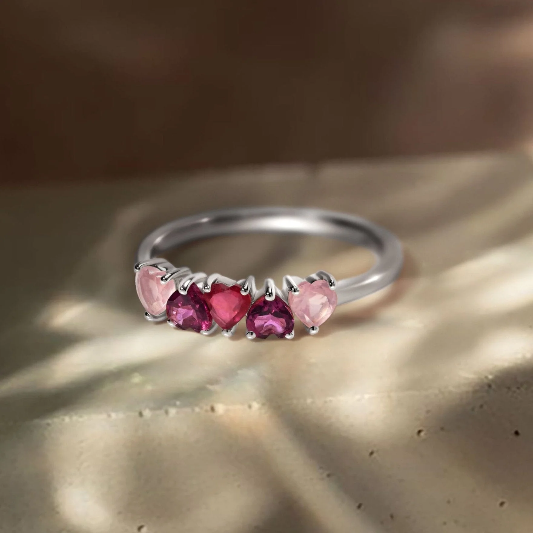Rose Quartz Rhodolite Ring - Crush On You - Image 12