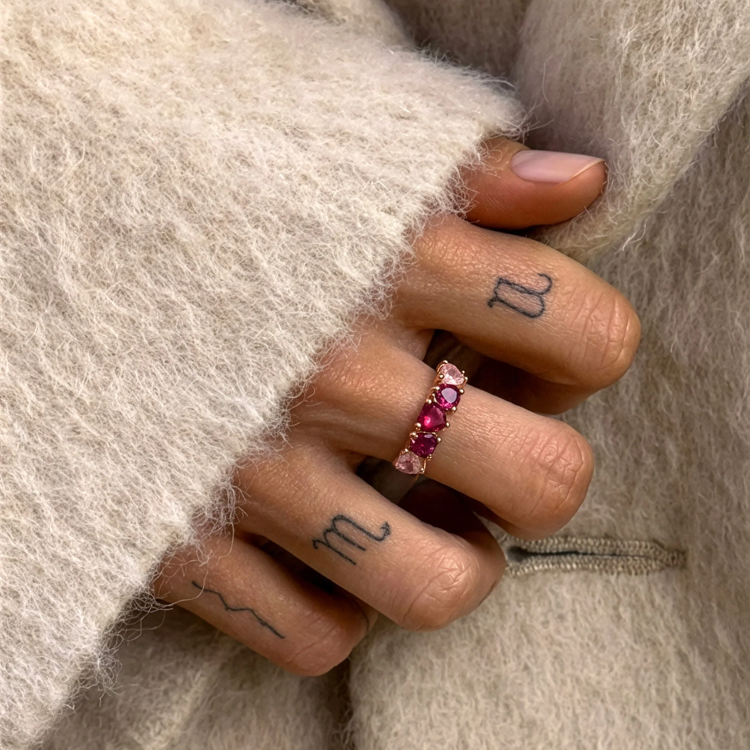 Rose Quartz Rhodolite Ring - Crush On You - Image 14