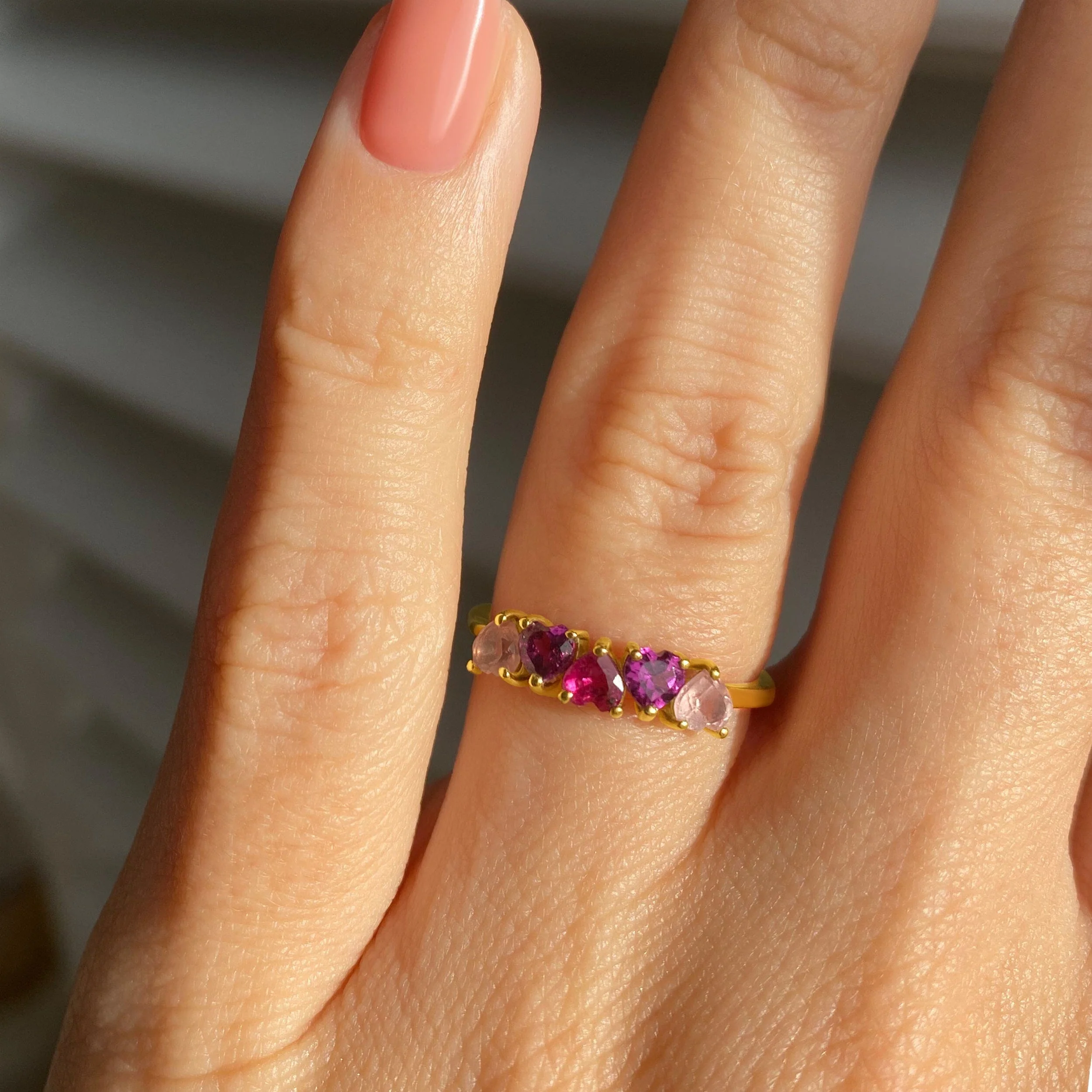 Rose Quartz Rhodolite Ring - Crush On You - Image 28