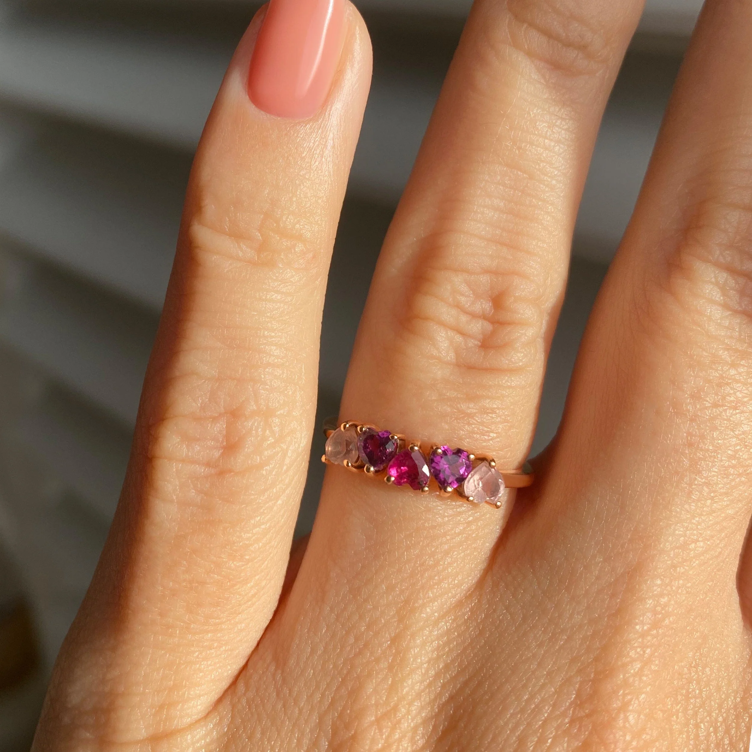 Rose Quartz Rhodolite Ring - Crush On You - Image 4