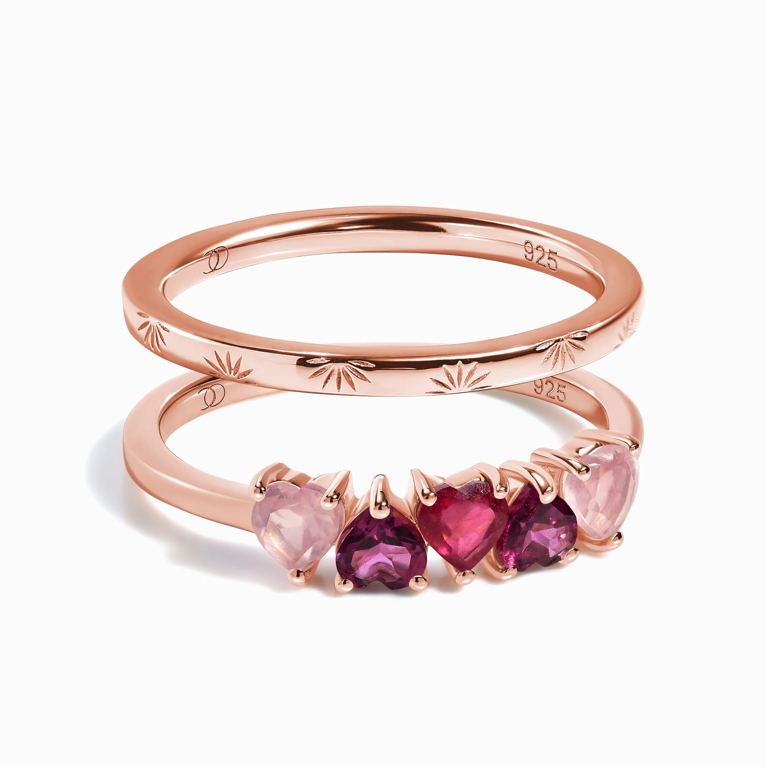 Rose Quartz Rhodolite Ring - Crush On You & Starry Ring - Sky - Image 4