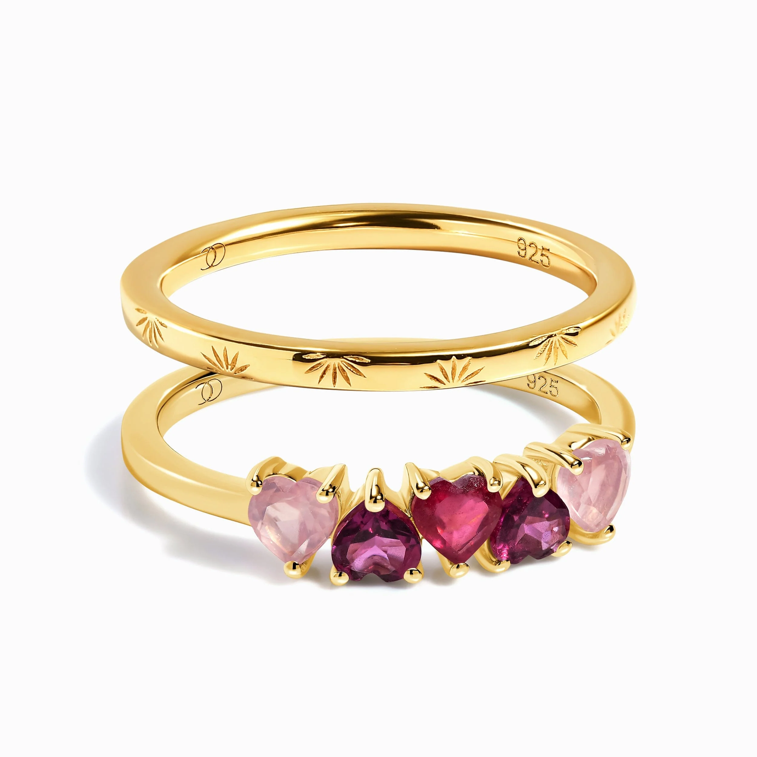 Rose Quartz Rhodolite Ring - Crush On You & Starry Ring - Sky - Image 7
