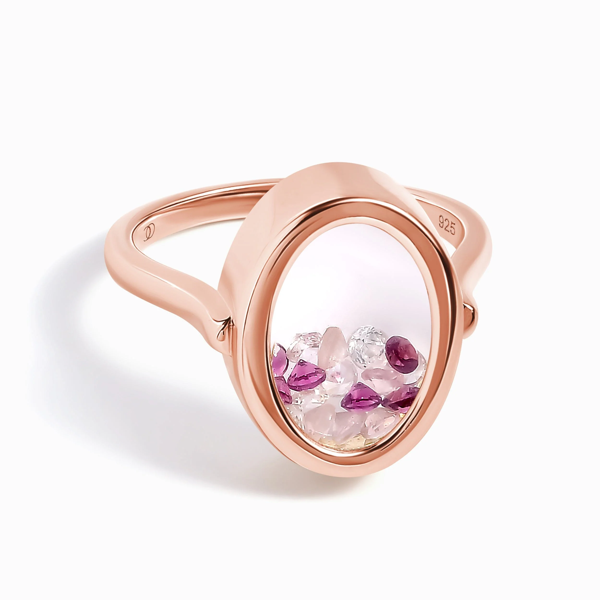 Rose Quartz Rhodolite Ring - Halo of Calm - Image 4