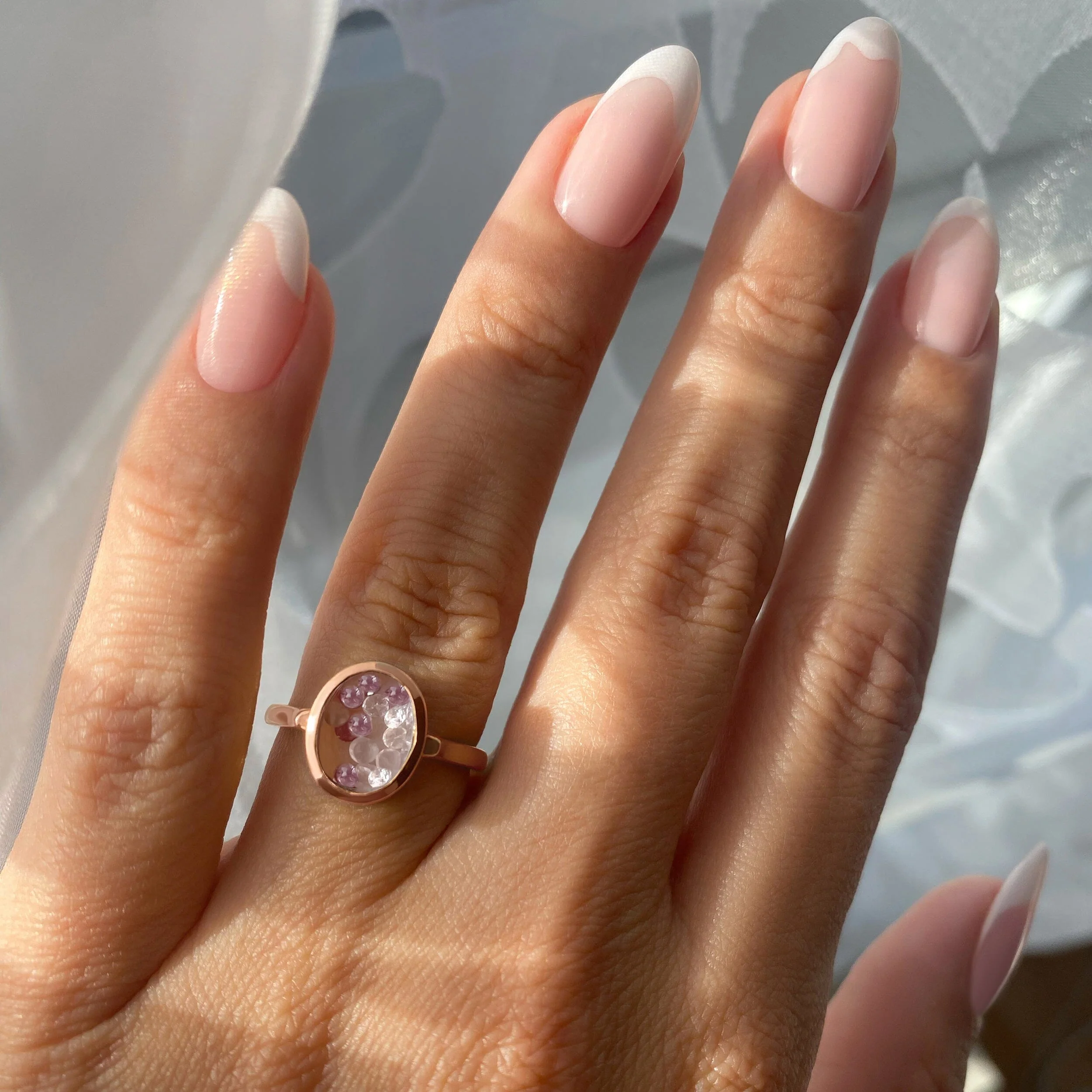 Rose Quartz Rhodolite Ring - Halo of Calm - Image 5