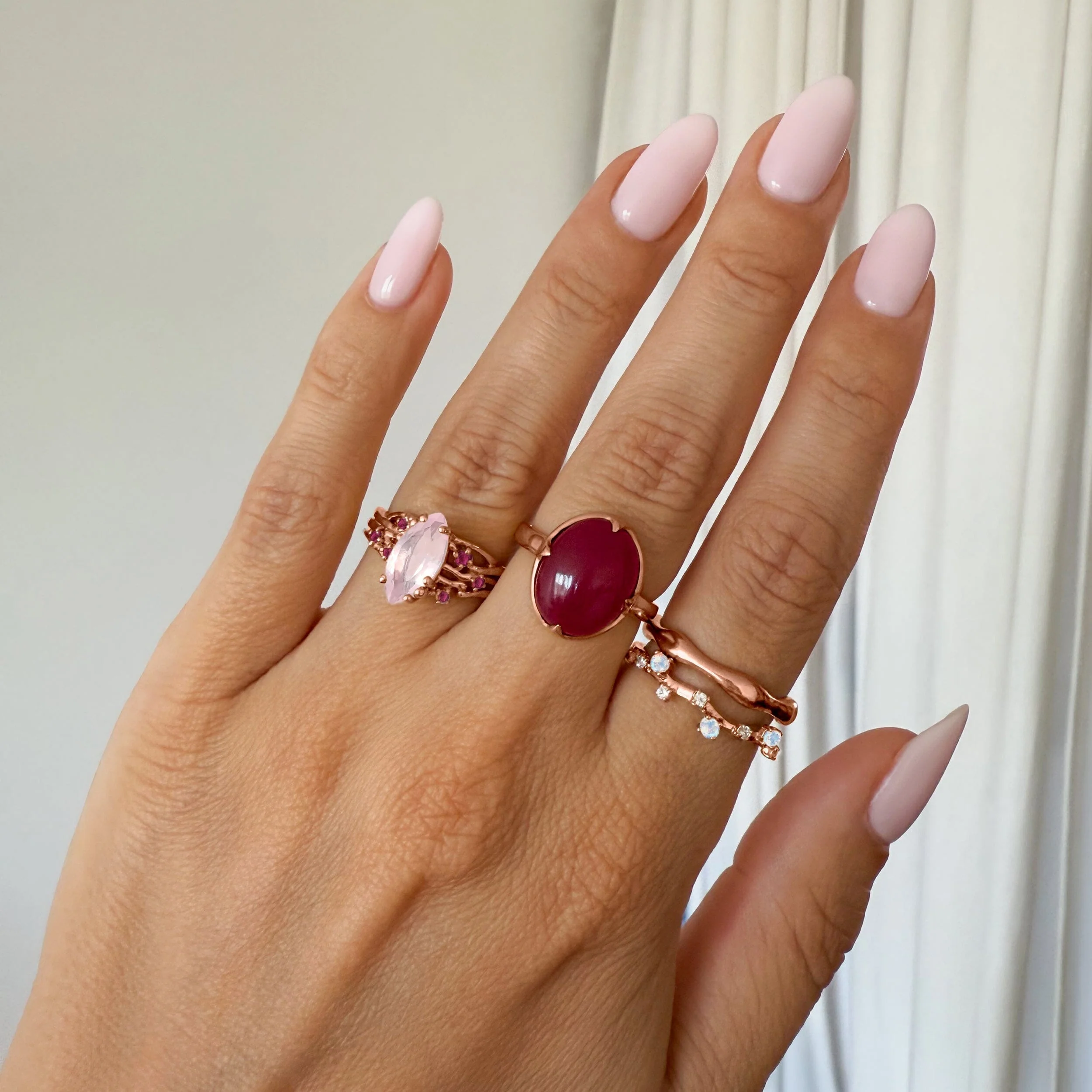 Pink Quartz Cabochon Ring - Aura - Image 13