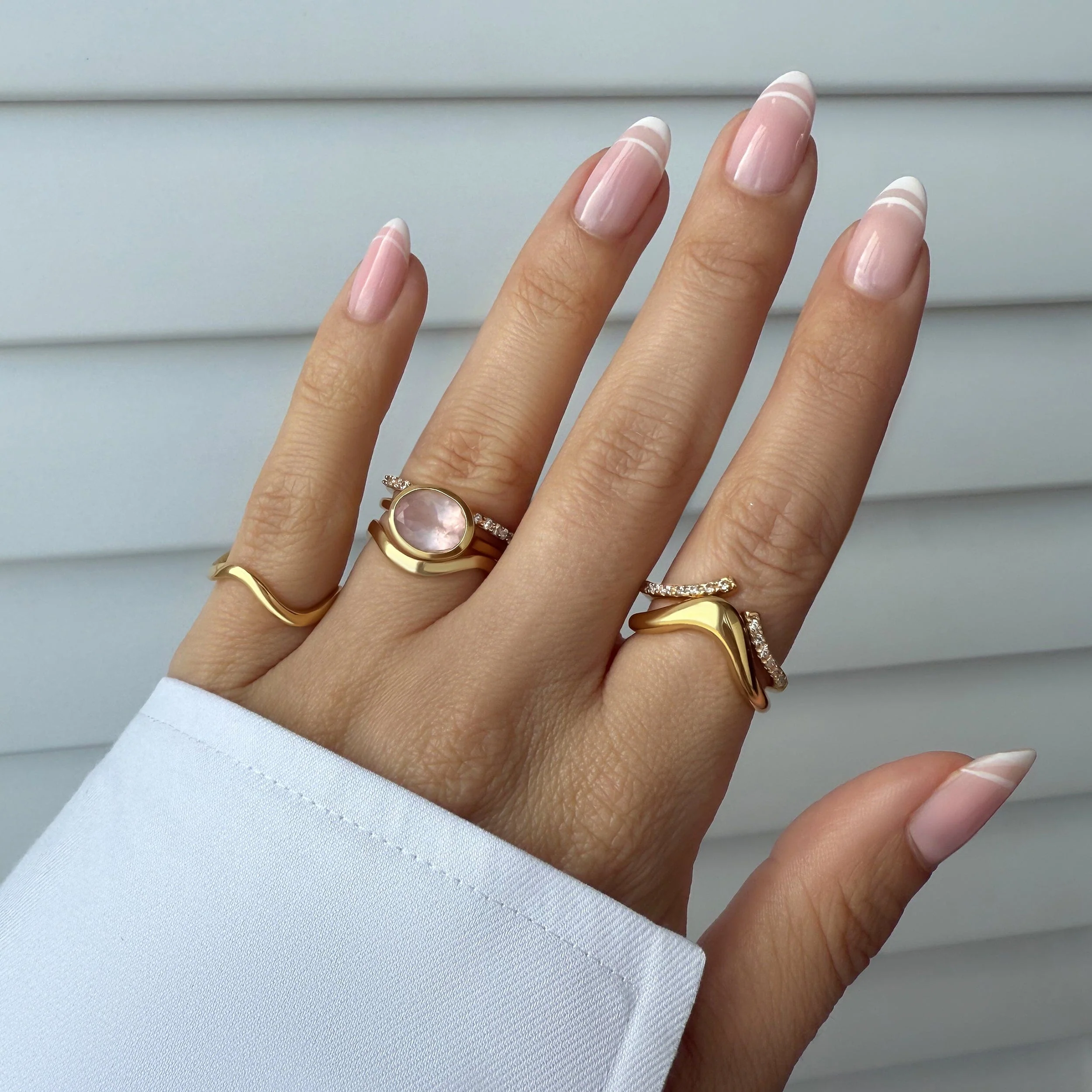 Rose Quartz Skin Touch Ring & Waves Band - Image 13