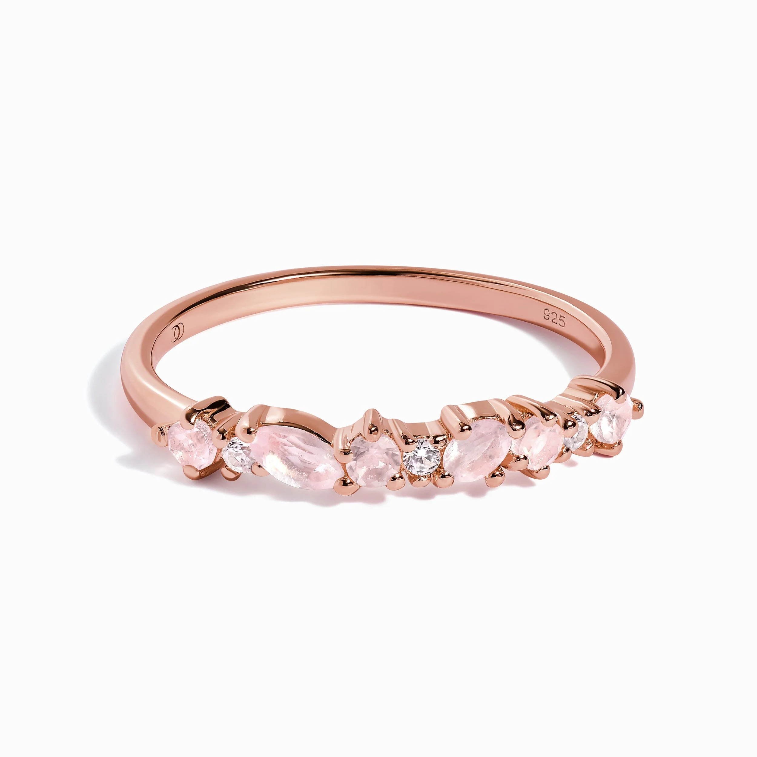 Rose Quartz White Zircon Ring - Grace - Image 3