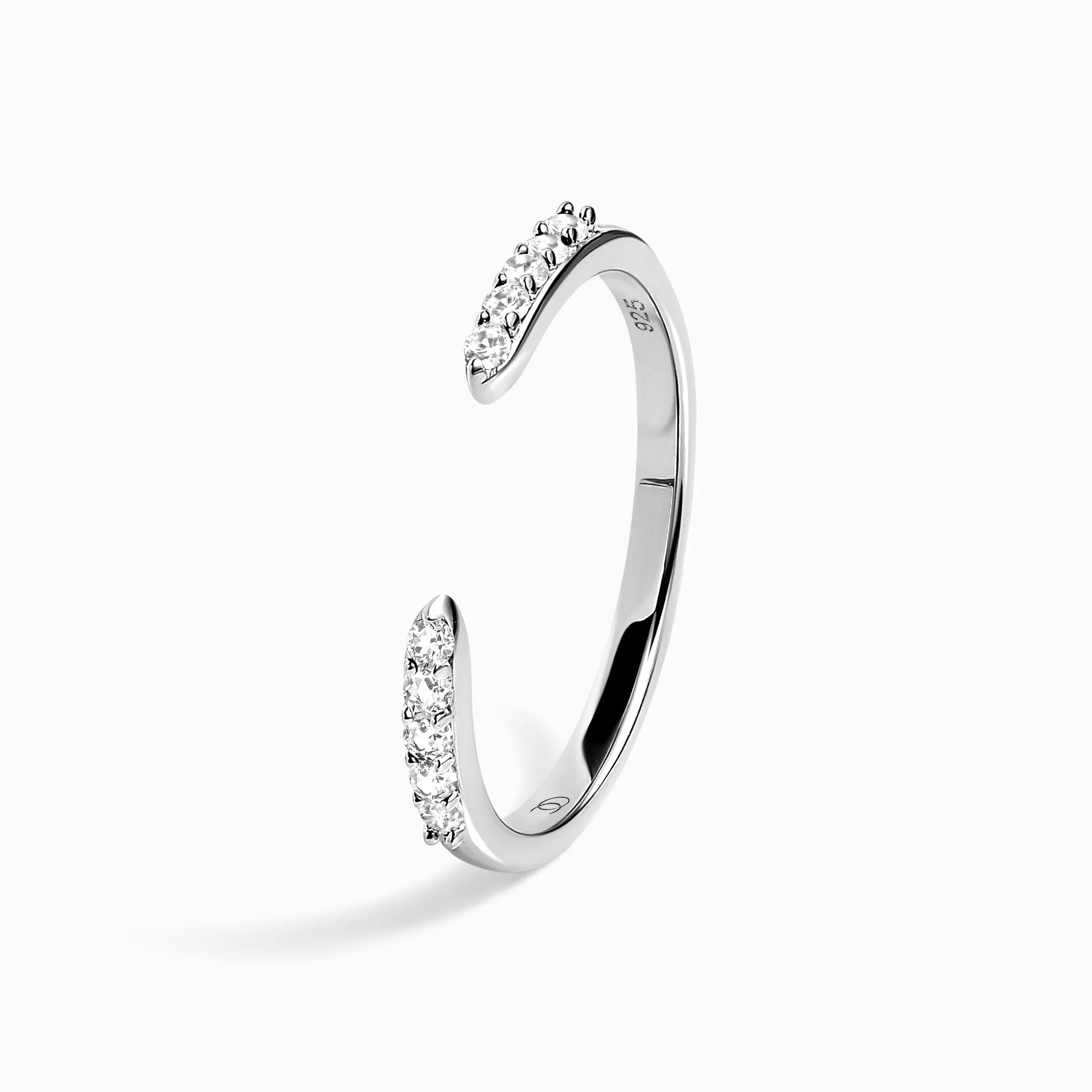 White Zircon Ring - Twinkling Band - Image 9